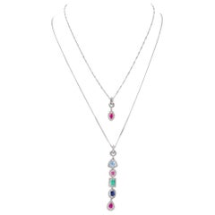 Pair of Pendants in Precious Stones and Diamonds from d'Avossa Rainbow Collectio