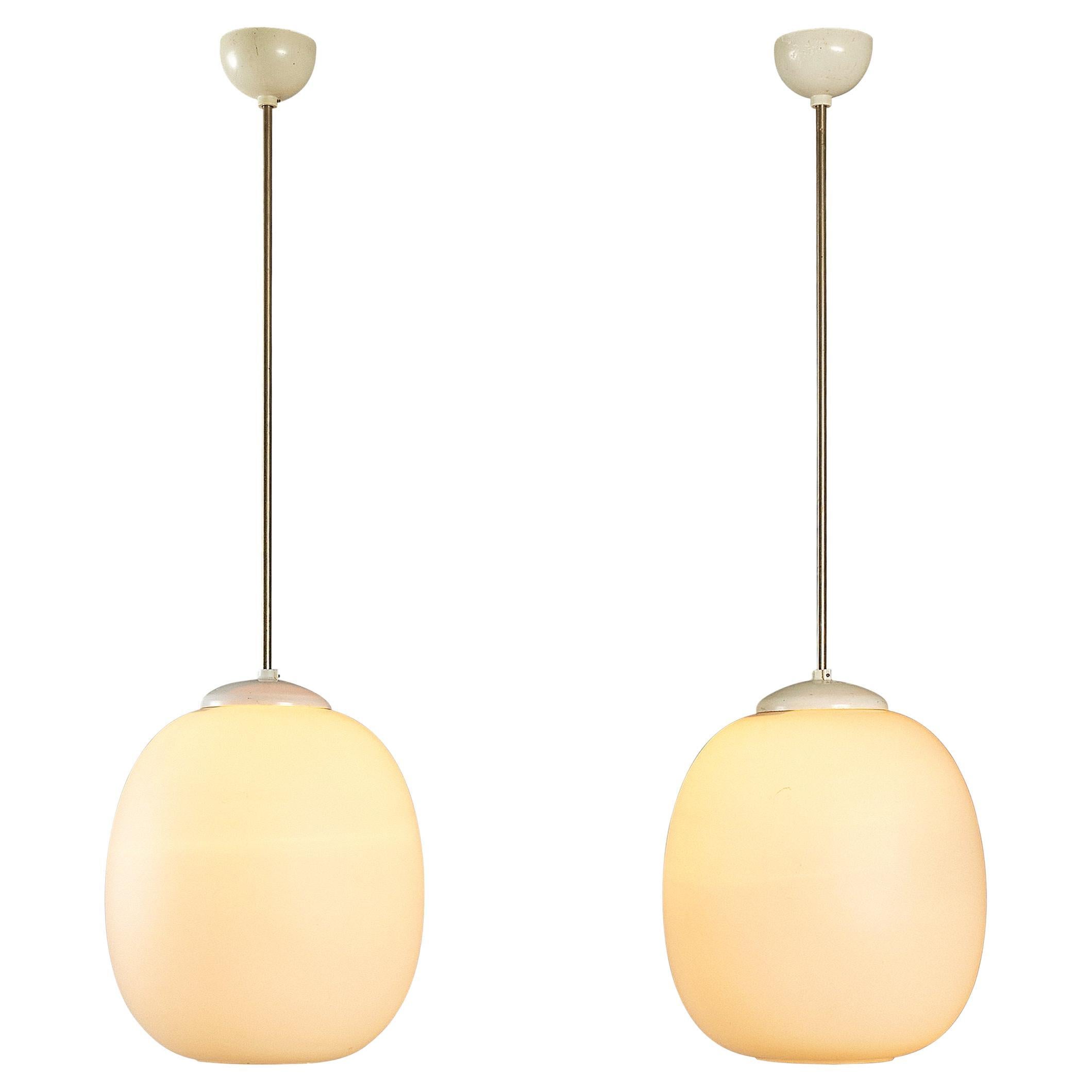 Pair of Pendants with Opaline Glass Sphere 