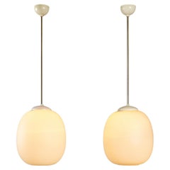 Vintage Pair of Pendants with Opaline Glass Sphere 