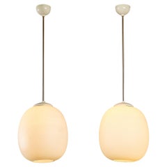 Pair of Pendants with Opaline Glass Sphere