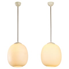 Pair of Pendants with Opaline Glass Sphere