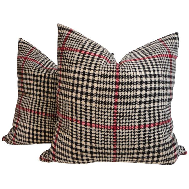 Pair of Plaid Hounds Tooth Pillows