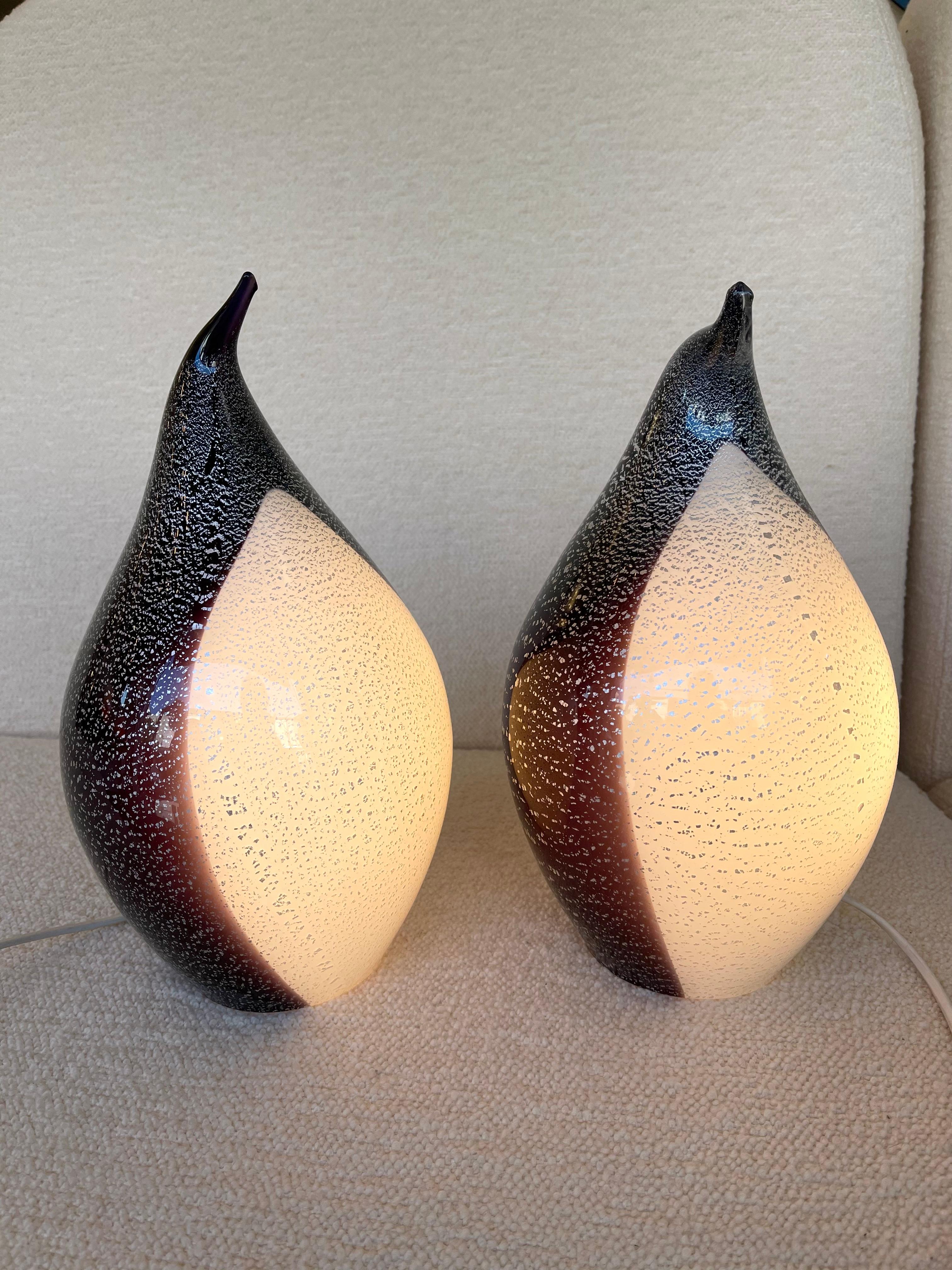 Pair of Penguin Murano Glass Lamps, Italy, 1980s For Sale 5