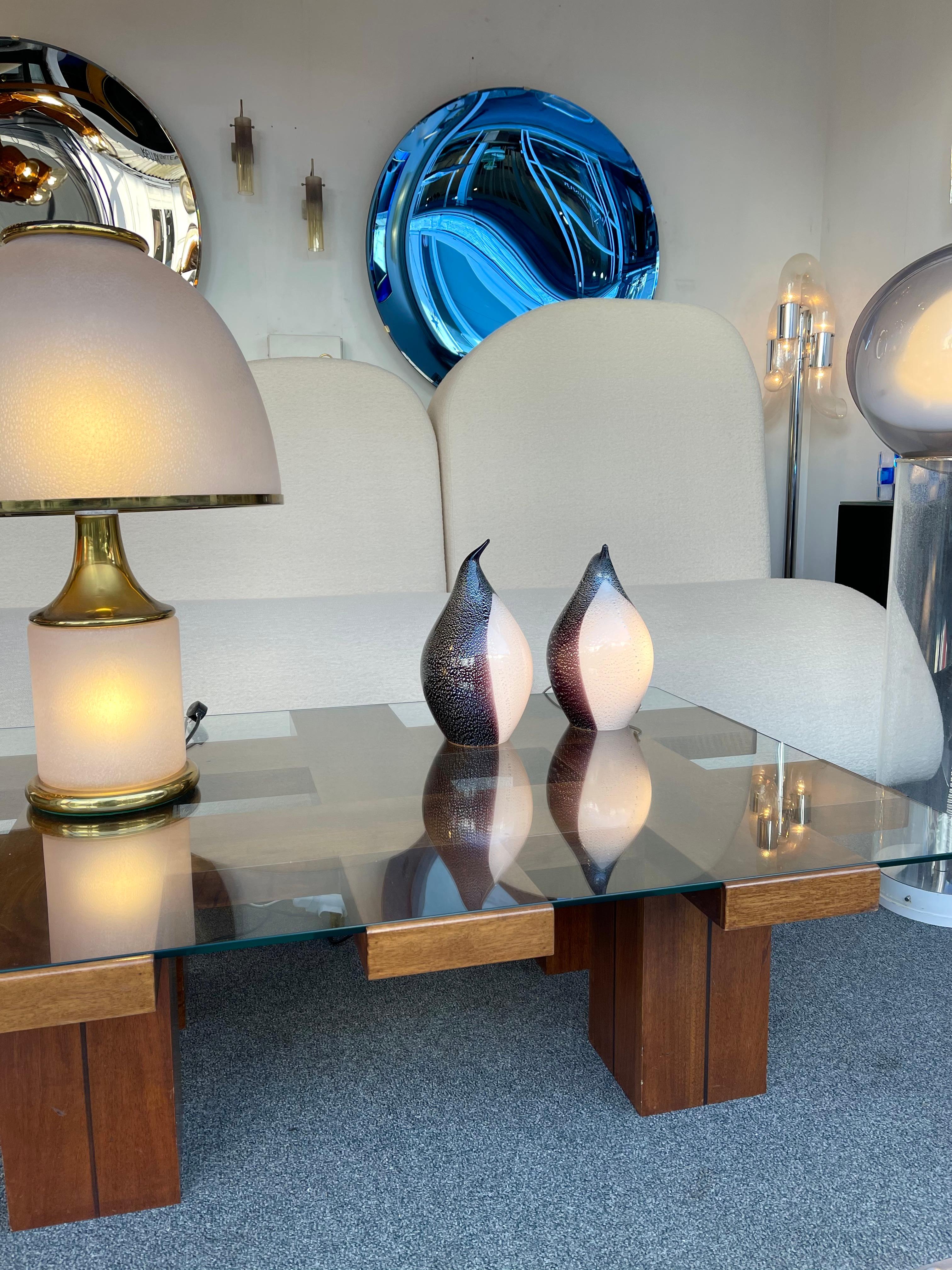 Mid-Century Modern Pair of Penguin Murano Glass Lamps, Italy, 1980s For Sale