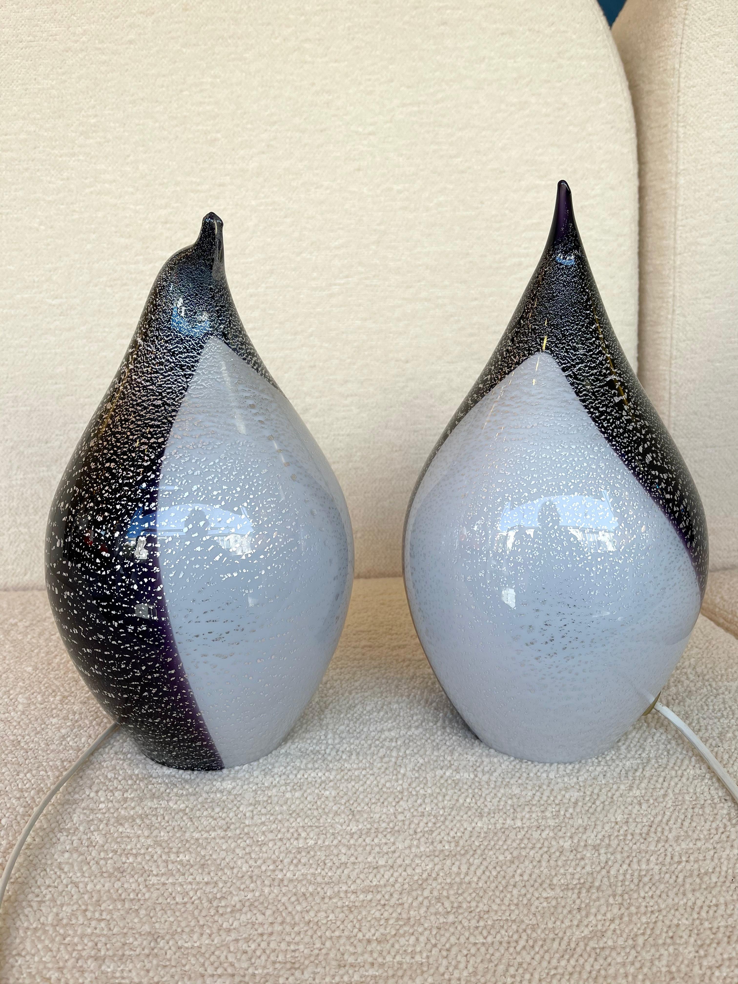 Pair of Penguin Murano Glass Lamps, Italy, 1980s In Good Condition For Sale In SAINT-OUEN, FR