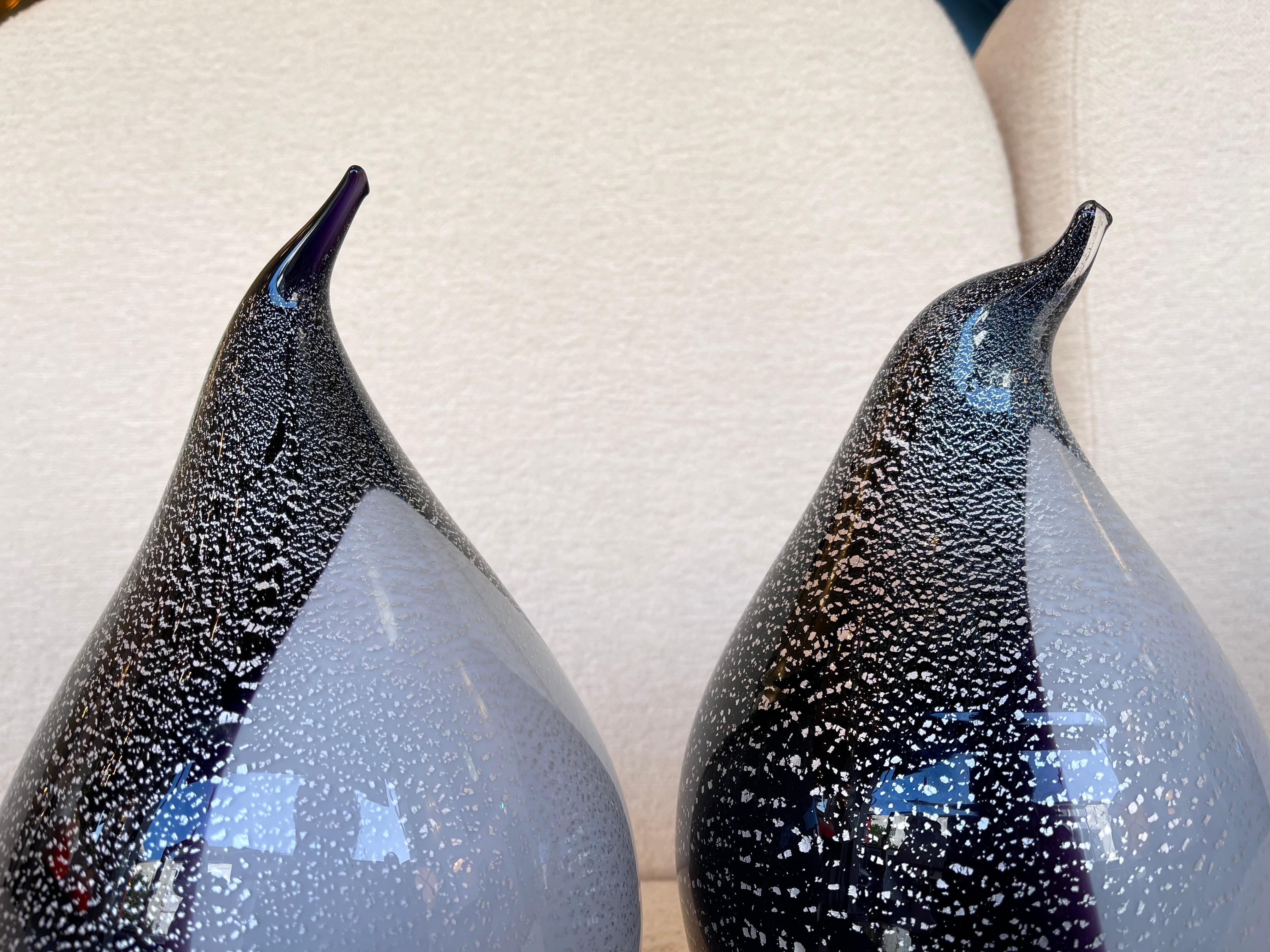 Paar Penguin-Lampen aus Muranoglas, Italien, 1980er Jahre im Angebot 1