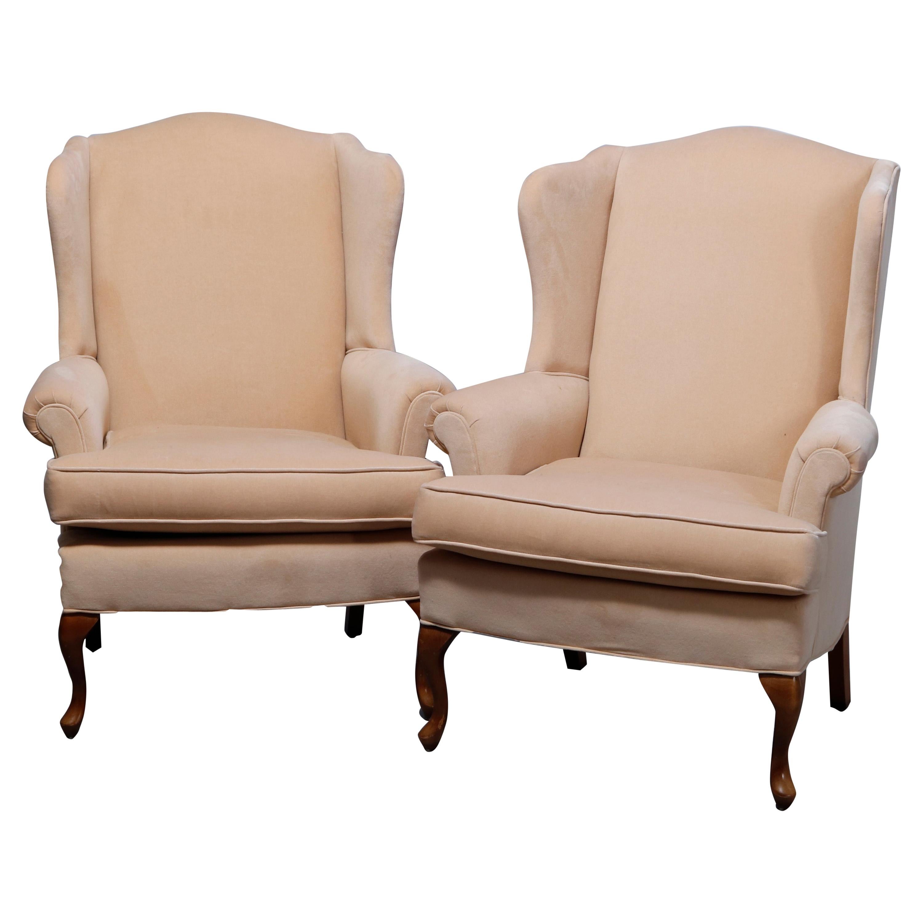 Pair of Pennsylvania House Queen Anne Style Wingback Armchairs, 20th C