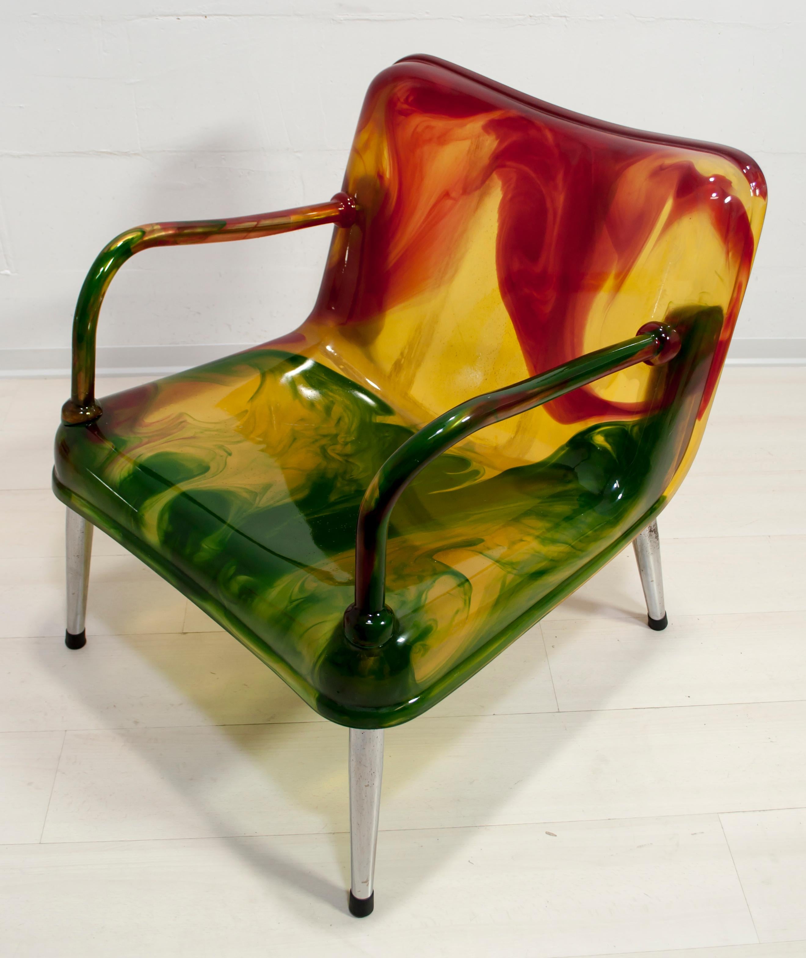 Post-Modern Pair of Pepe Tanzi Postmodern Italian Resin Armchairs 