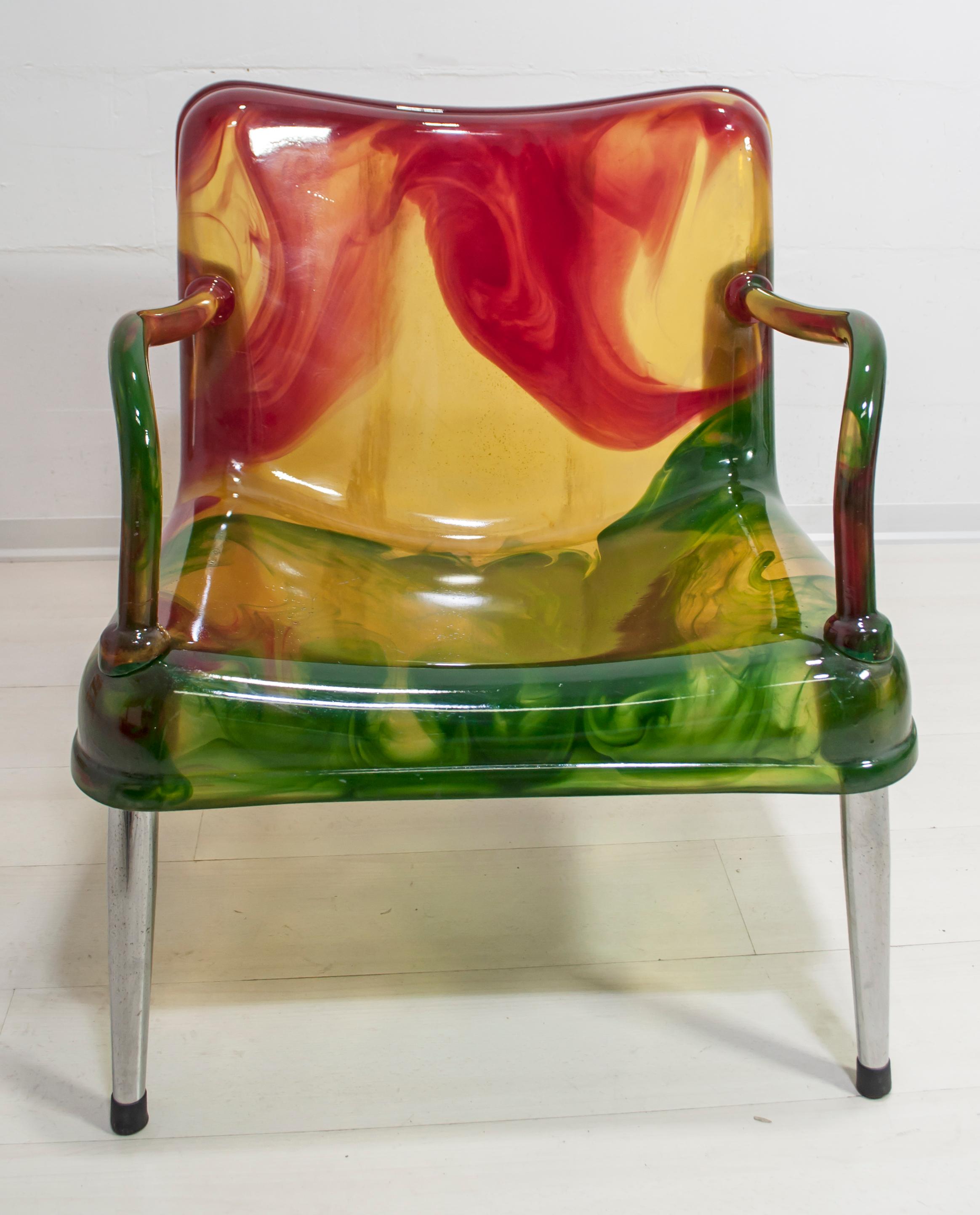 Pair of Pepe Tanzi Postmodern Italian Resin Armchairs 