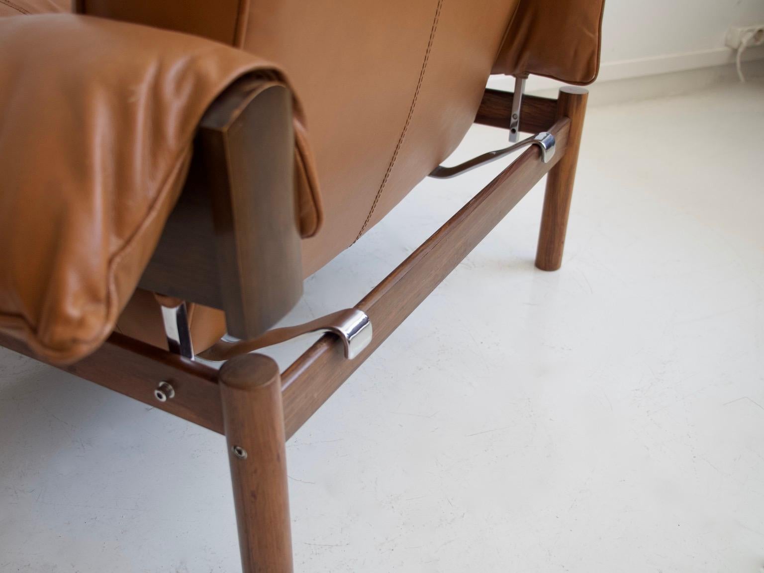 Pair of Percival Lafer Brown Leather Armchairs In Good Condition In Madrid, ES