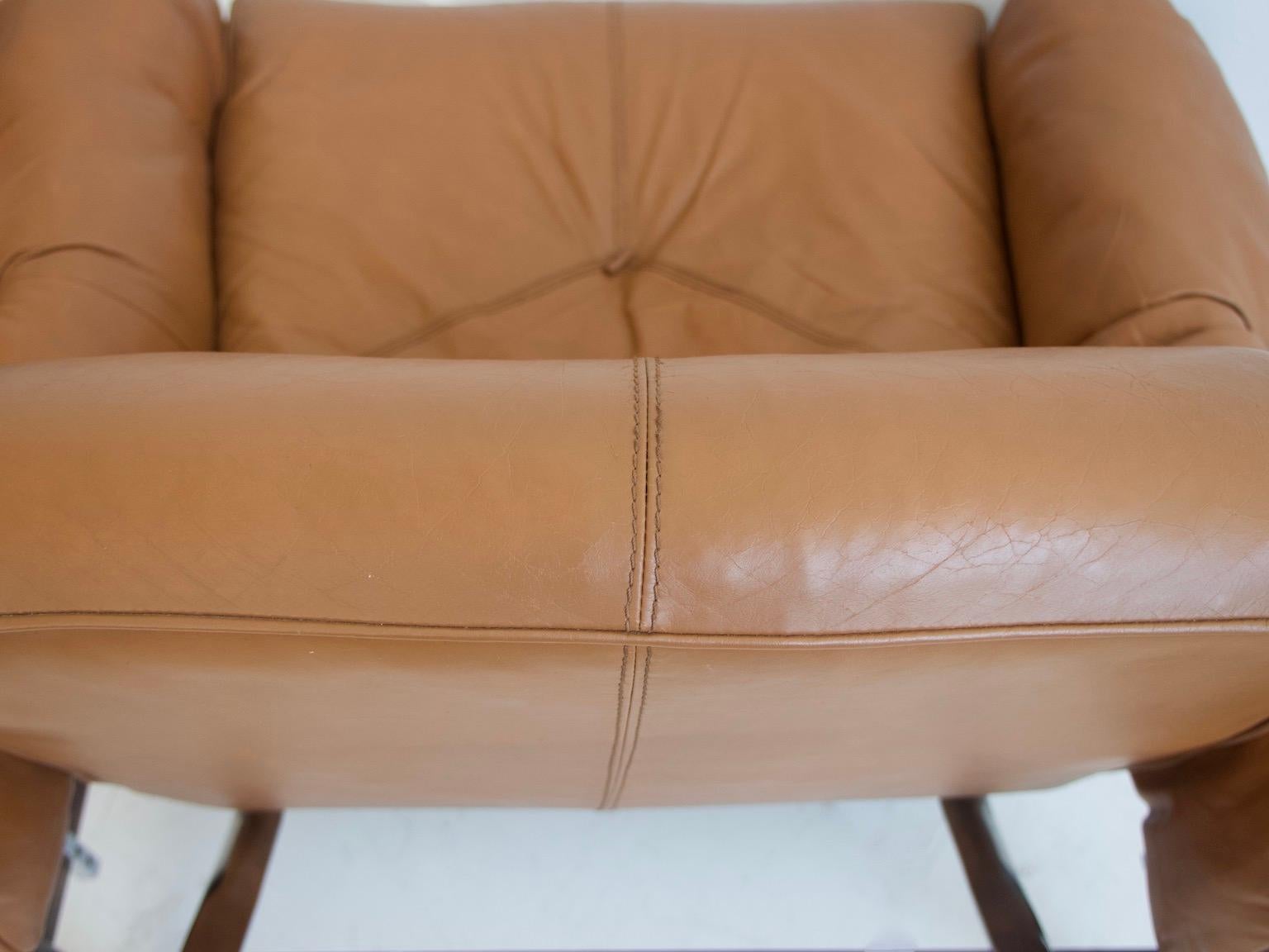 20th Century Pair of Percival Lafer Brown Leather Armchairs