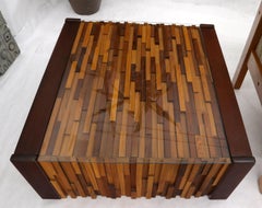 Pair of Percival Lafer Coffee Table Brazilian Rosewood Exotic Wood Mosaic