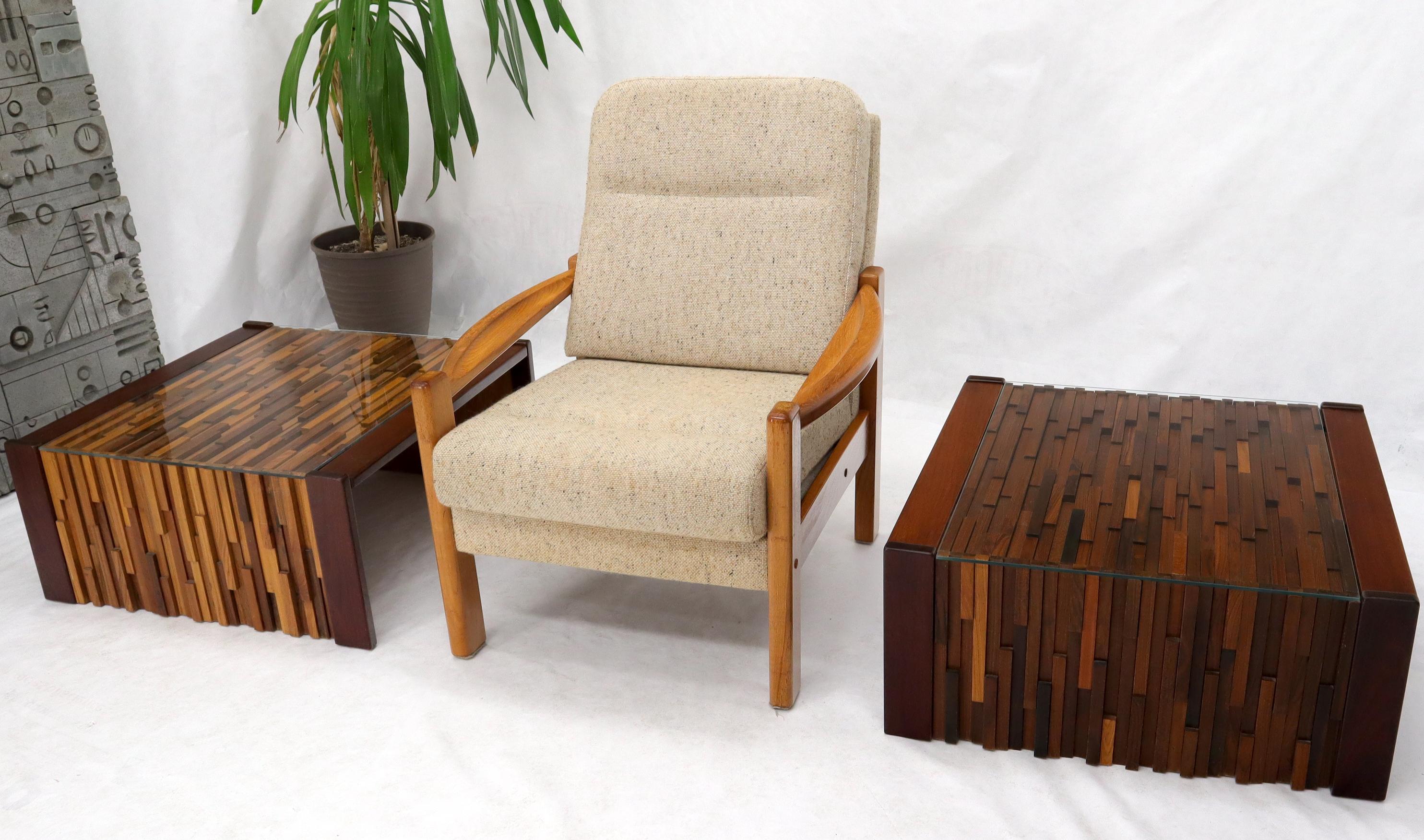 Paar Percival Lafer Couchtisch aus brasilianischem Rosenholz und exotischem Holzmosaik (Moderne der Mitte des Jahrhunderts) im Angebot