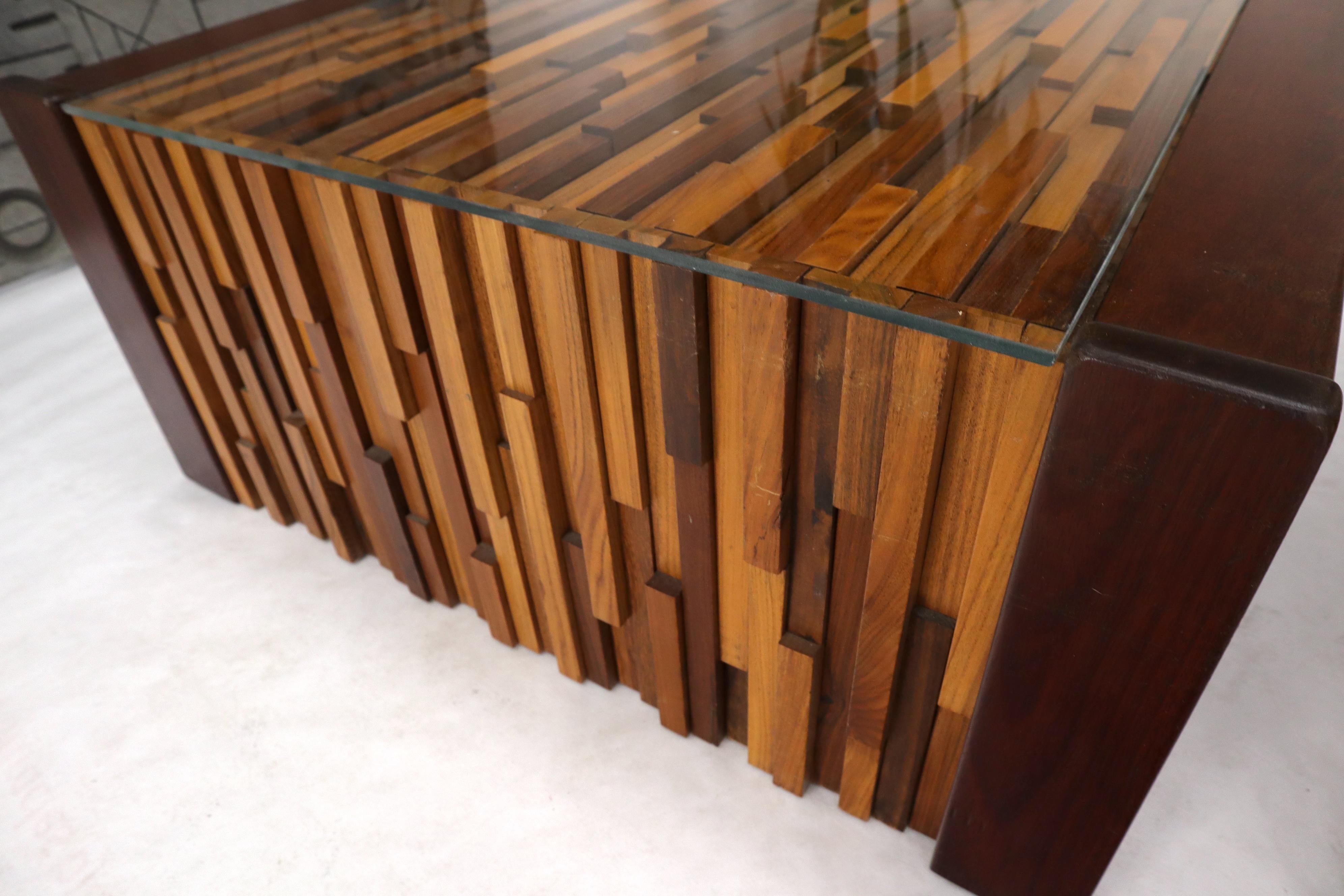 20th Century Pair of Percival Lafer Coffee Table Brazilian Rosewood Exotic Wood Mosaic For Sale