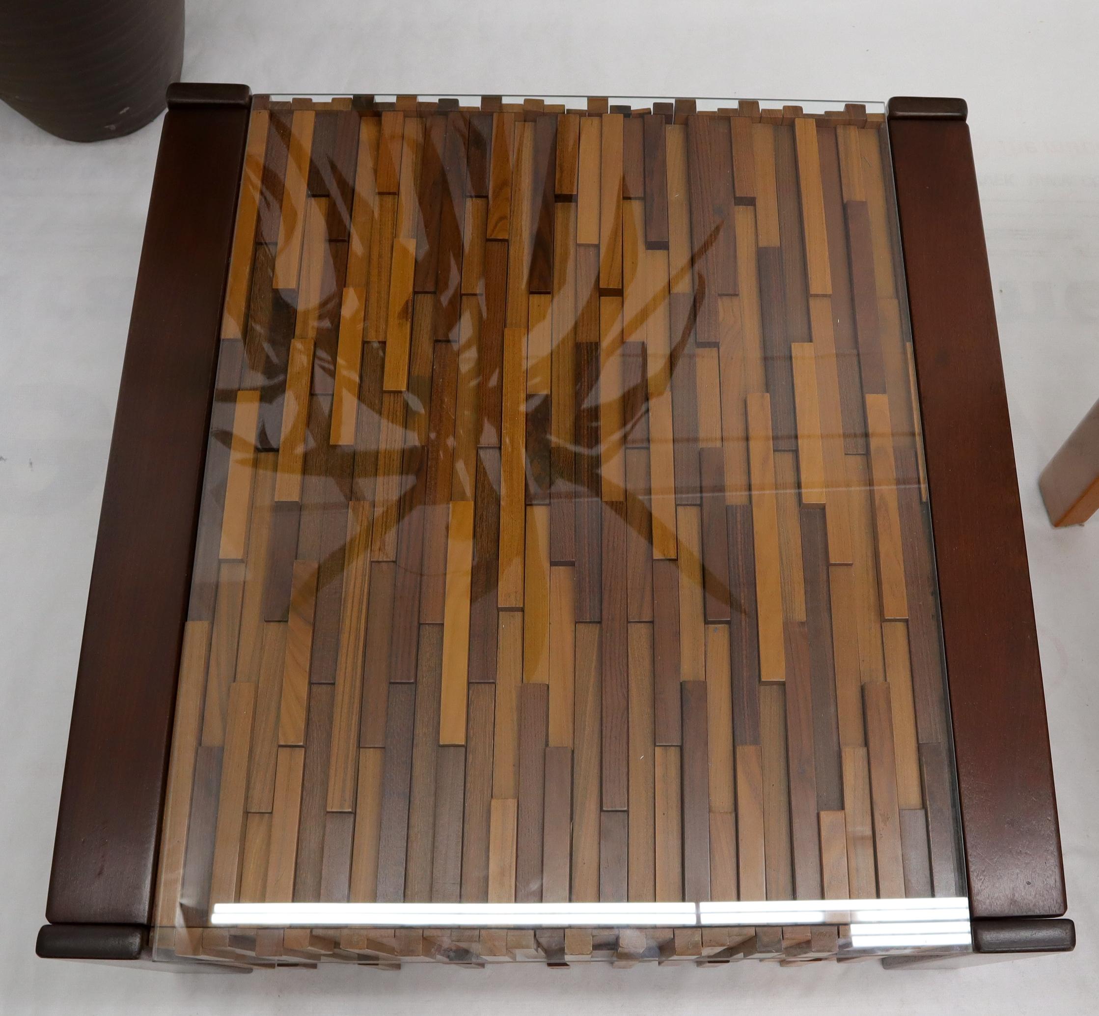 Pair of Percival Lafer Coffee Table Brazilian Rosewood Exotic Wood Mosaic For Sale 2