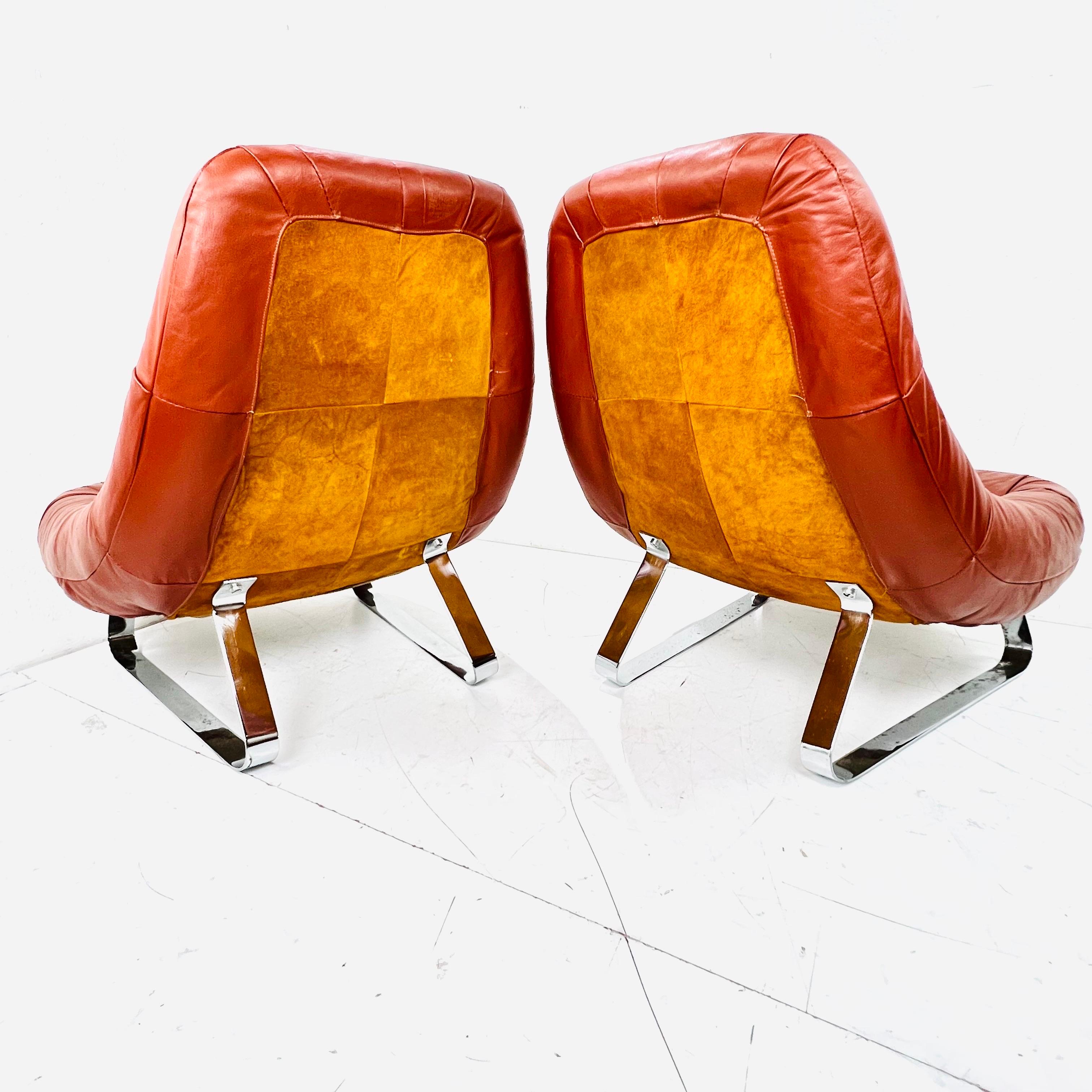 Pair of Percival Lafer Earth Chairs with Ottomans In Good Condition In Dallas, TX