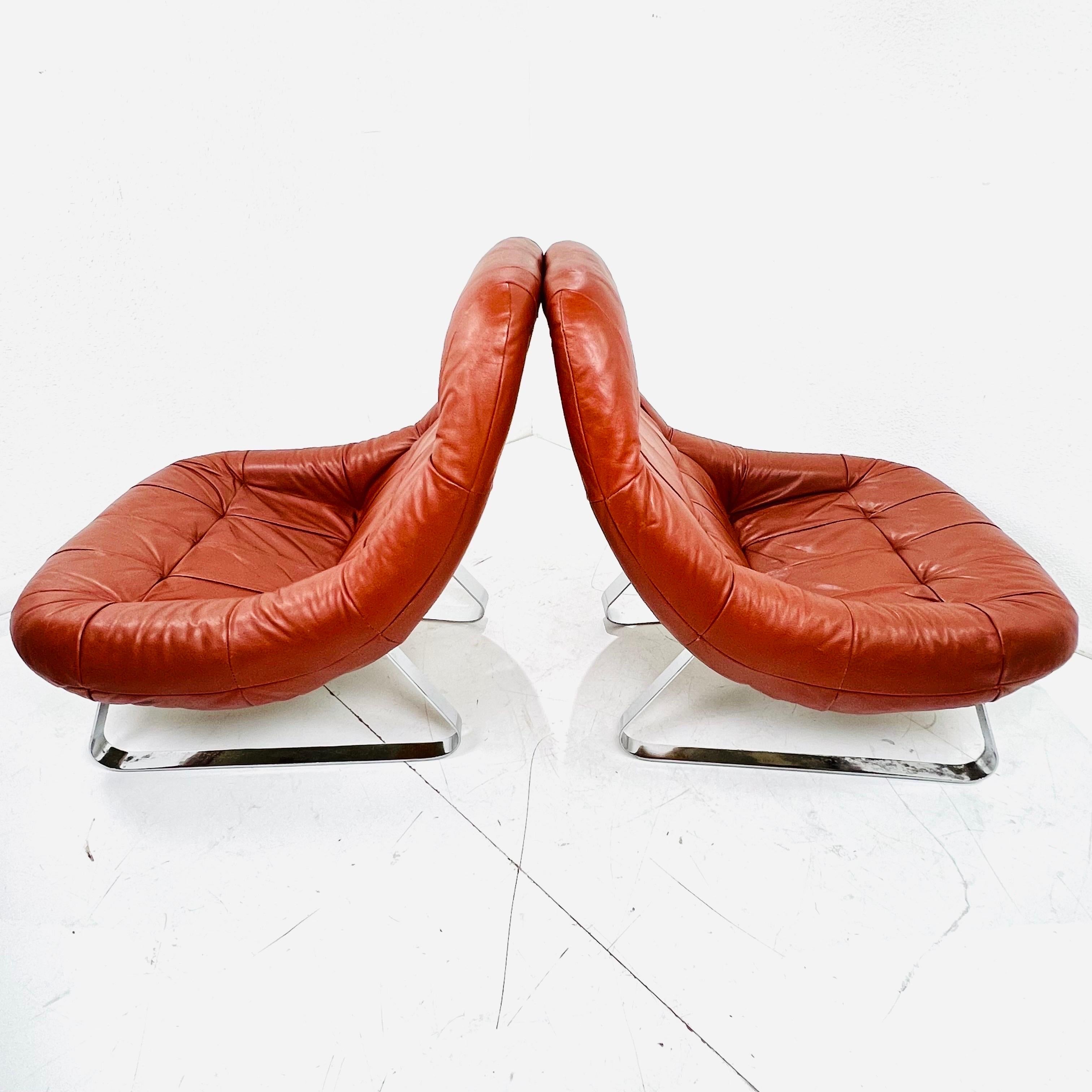 Mid-Century Modern Pair of Percival Lafer Earth Chairs with Ottomans