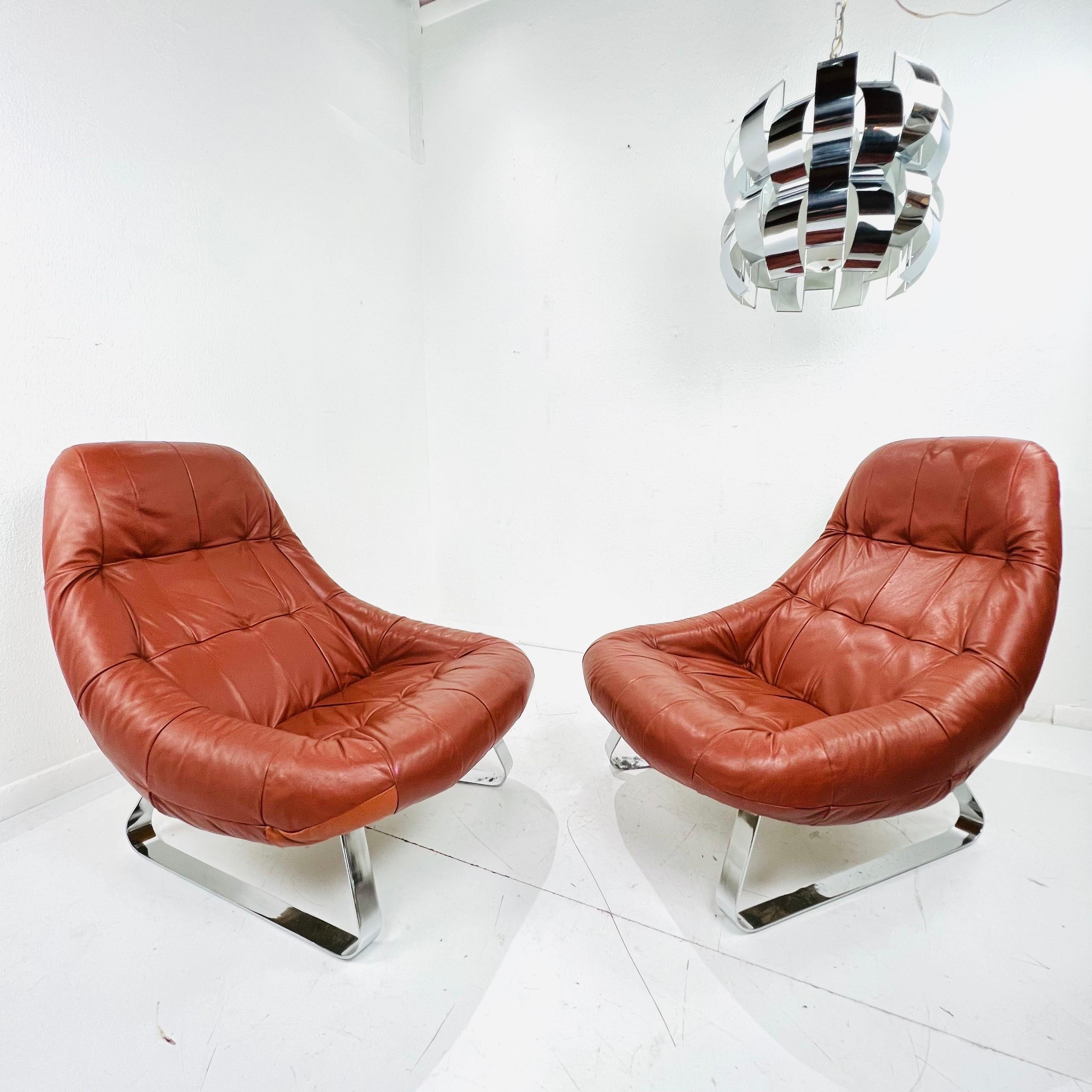 Pair of Percival Lafer Earth Chairs with Ottomans 12