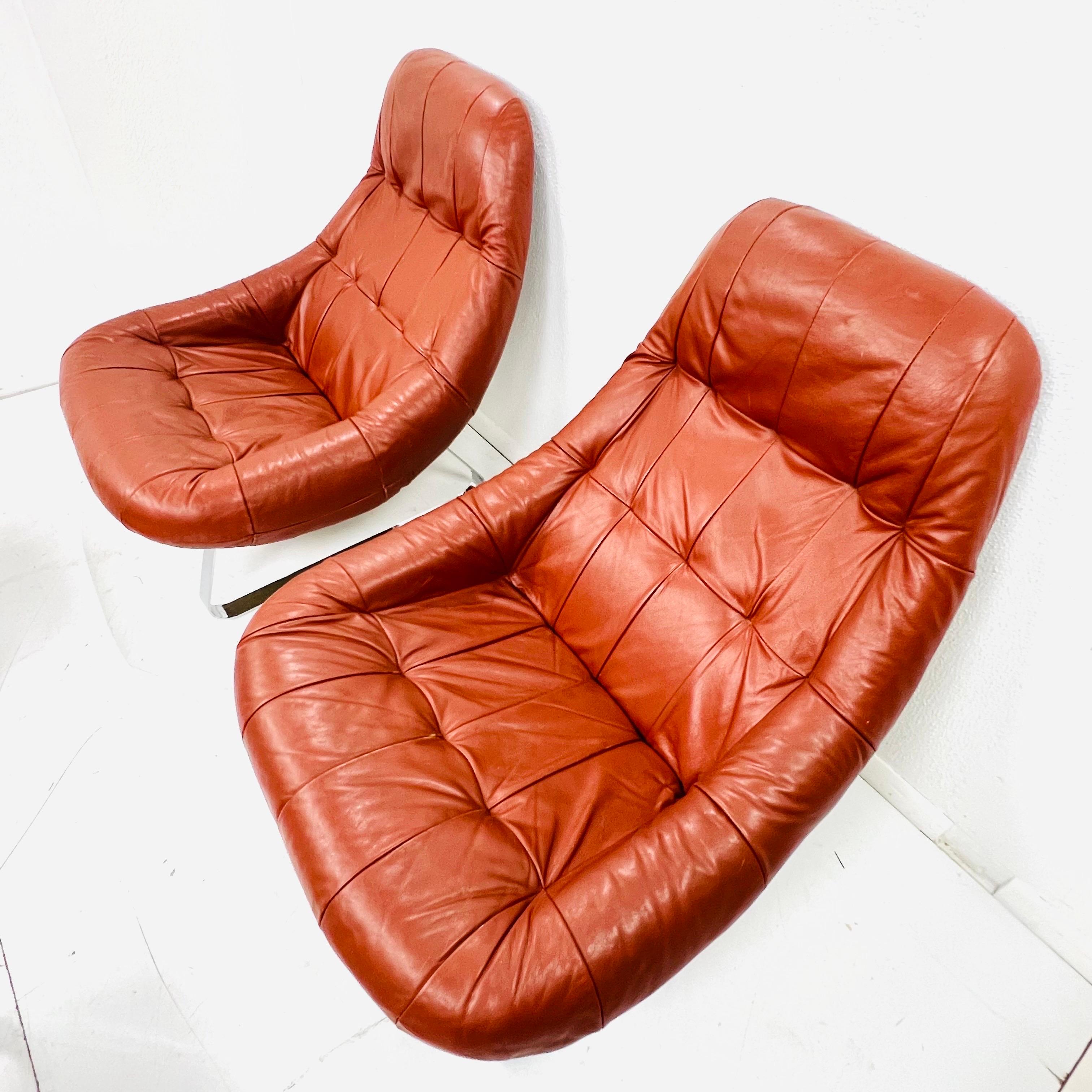 Late 20th Century Pair of Percival Lafer Earth Chairs with Ottomans