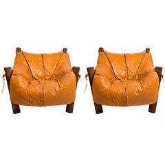 Pair of Percival Lafer Jakaranda and Leather Lounge Chairs