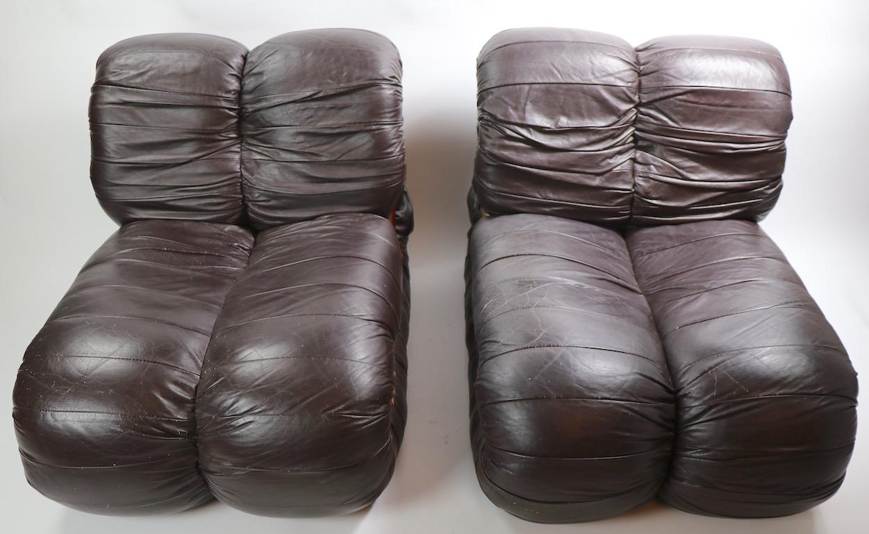 Pair of Percival Lafer Leather Lounge Chairs (20. Jahrhundert)