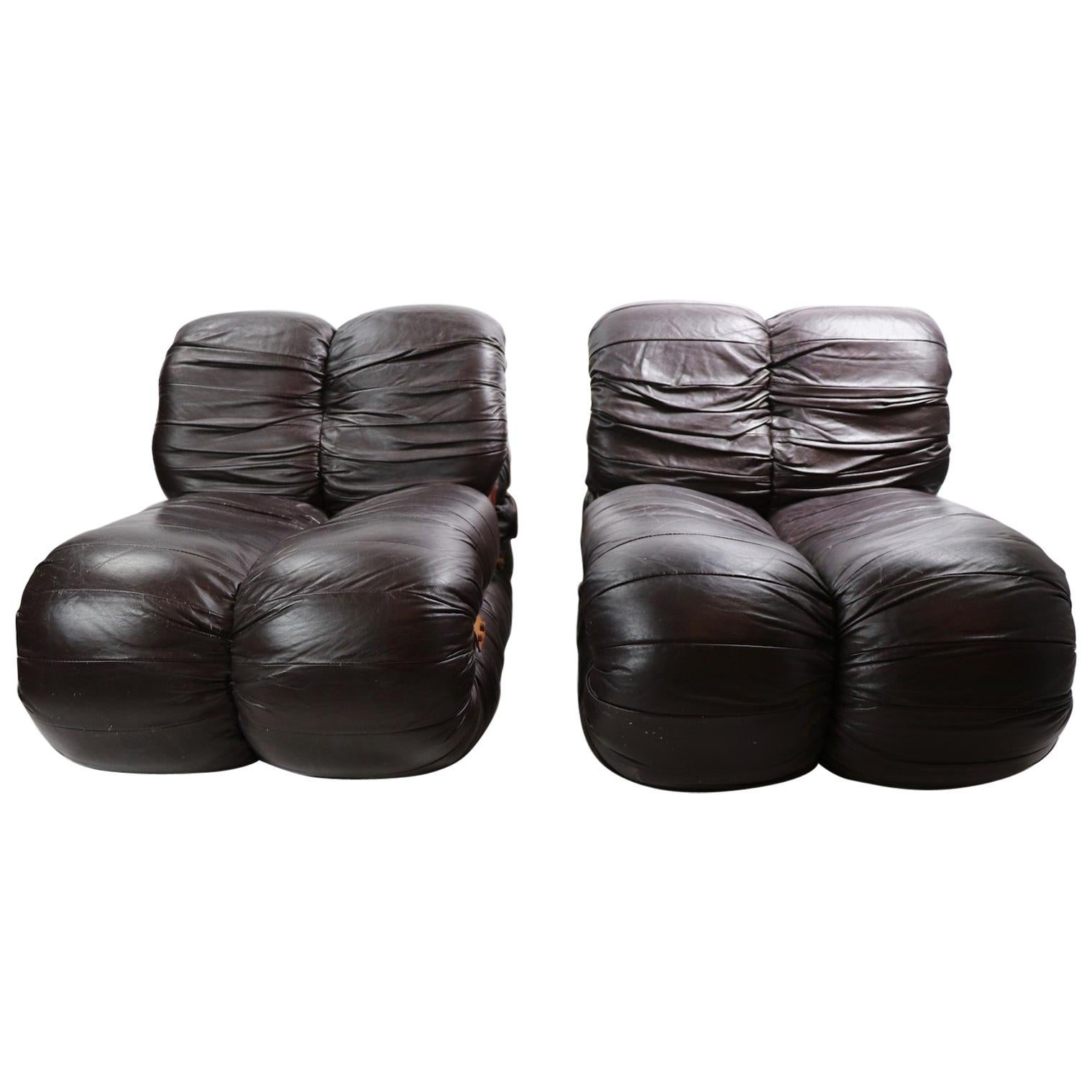 Pair of Percival Lafer Leather Lounge Chairs