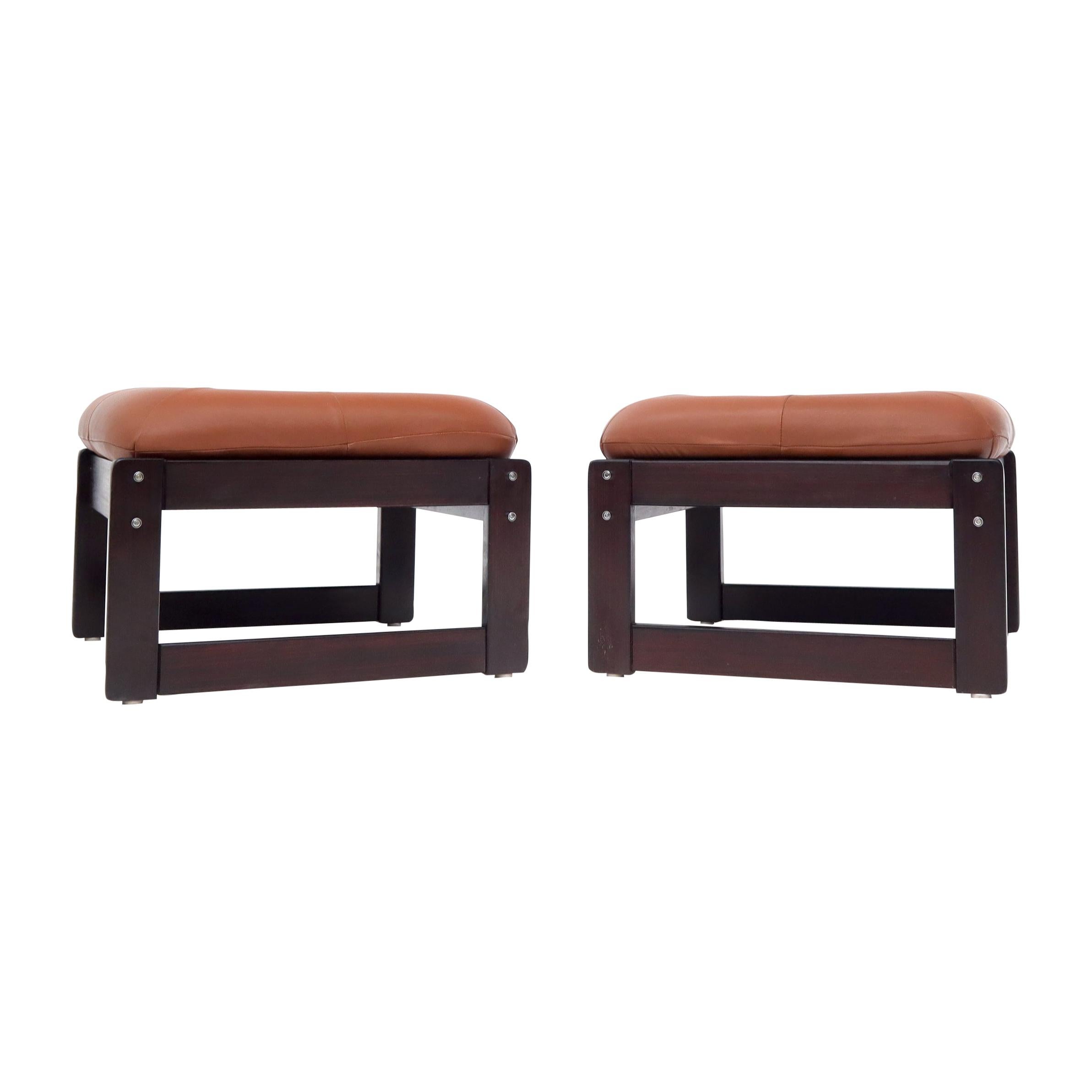 Pair of Percival Lafer Midcentury Brazilian "MP-97" Stools Foot Rests Ottomans