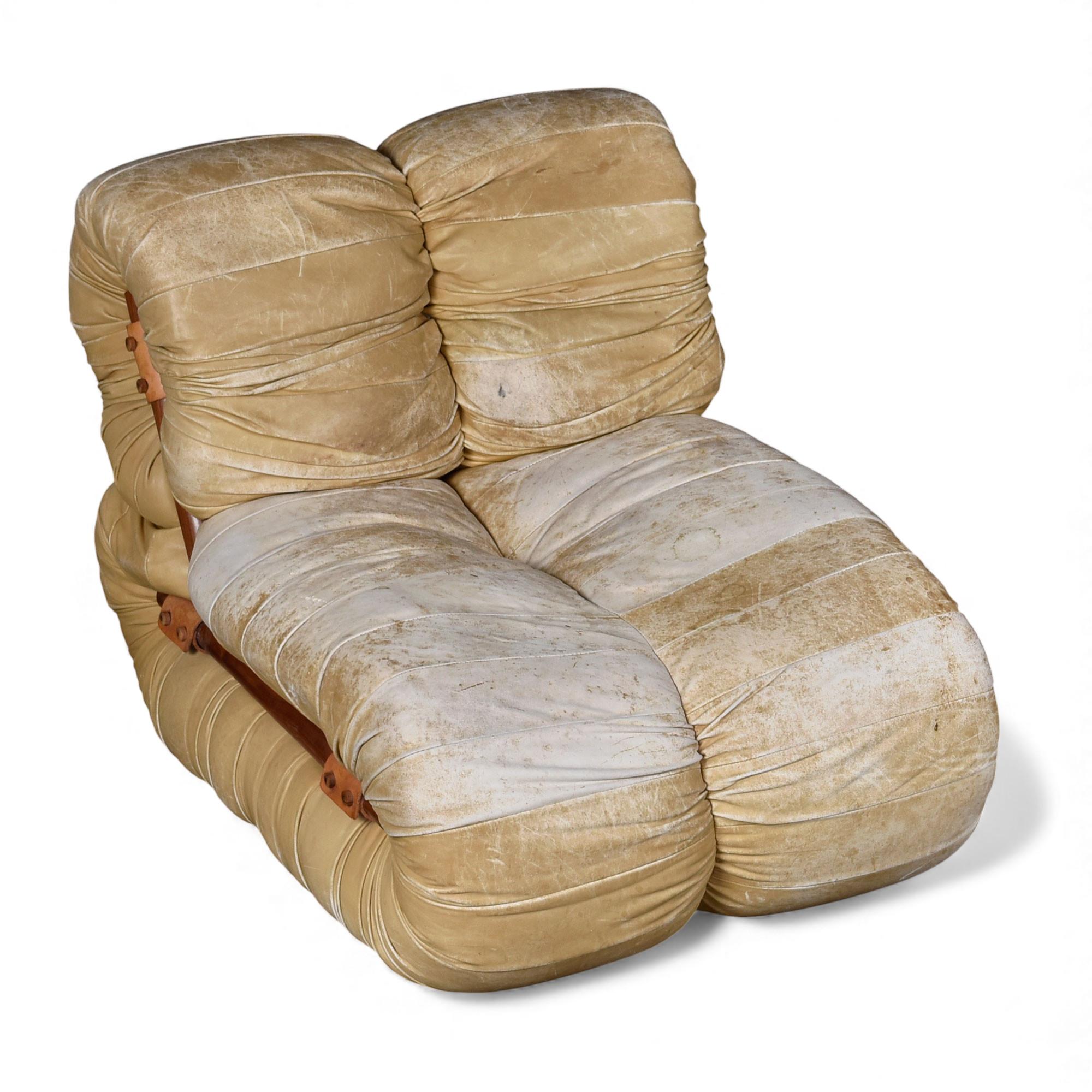 Paar Percival Lafer MP-116 modulare Loungesessel in Original Tan Leder 1