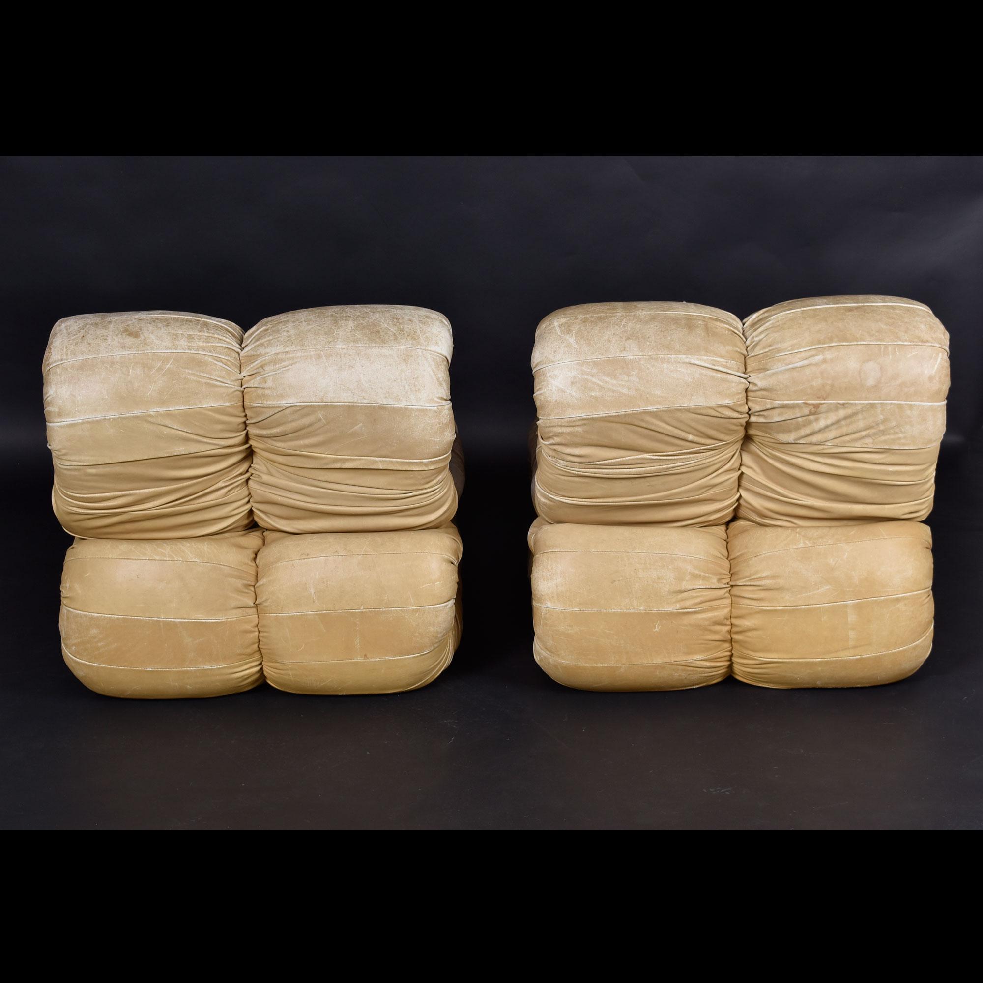 Paar Percival Lafer MP-116 modulare Loungesessel in Original Tan Leder 2