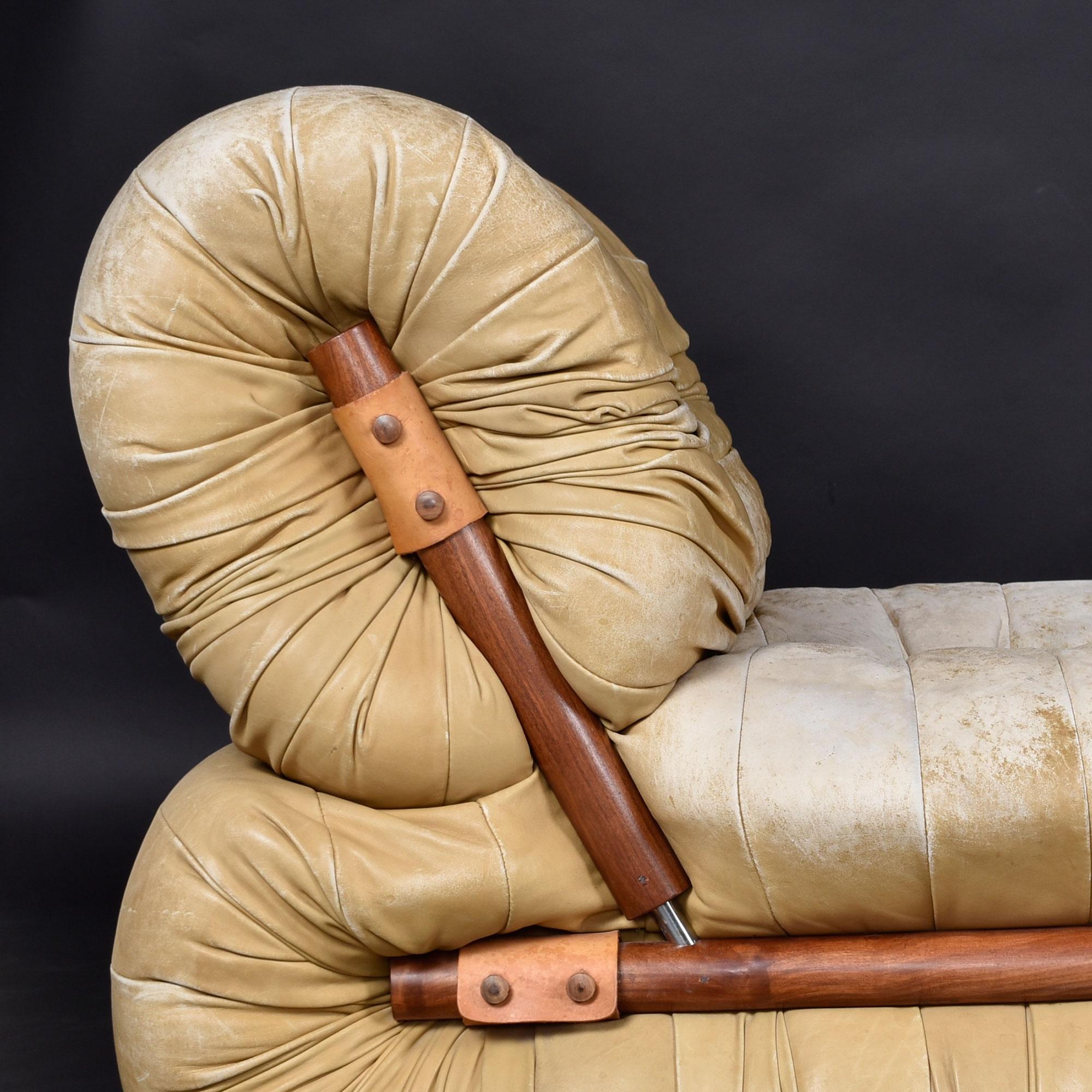 Paar Percival Lafer MP-116 modulare Loungesessel in Original Tan Leder 6