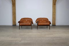 Pair of Percival Lafer MP-41 Lounge Chairs in Cognac Leather, Brazil, 1970s