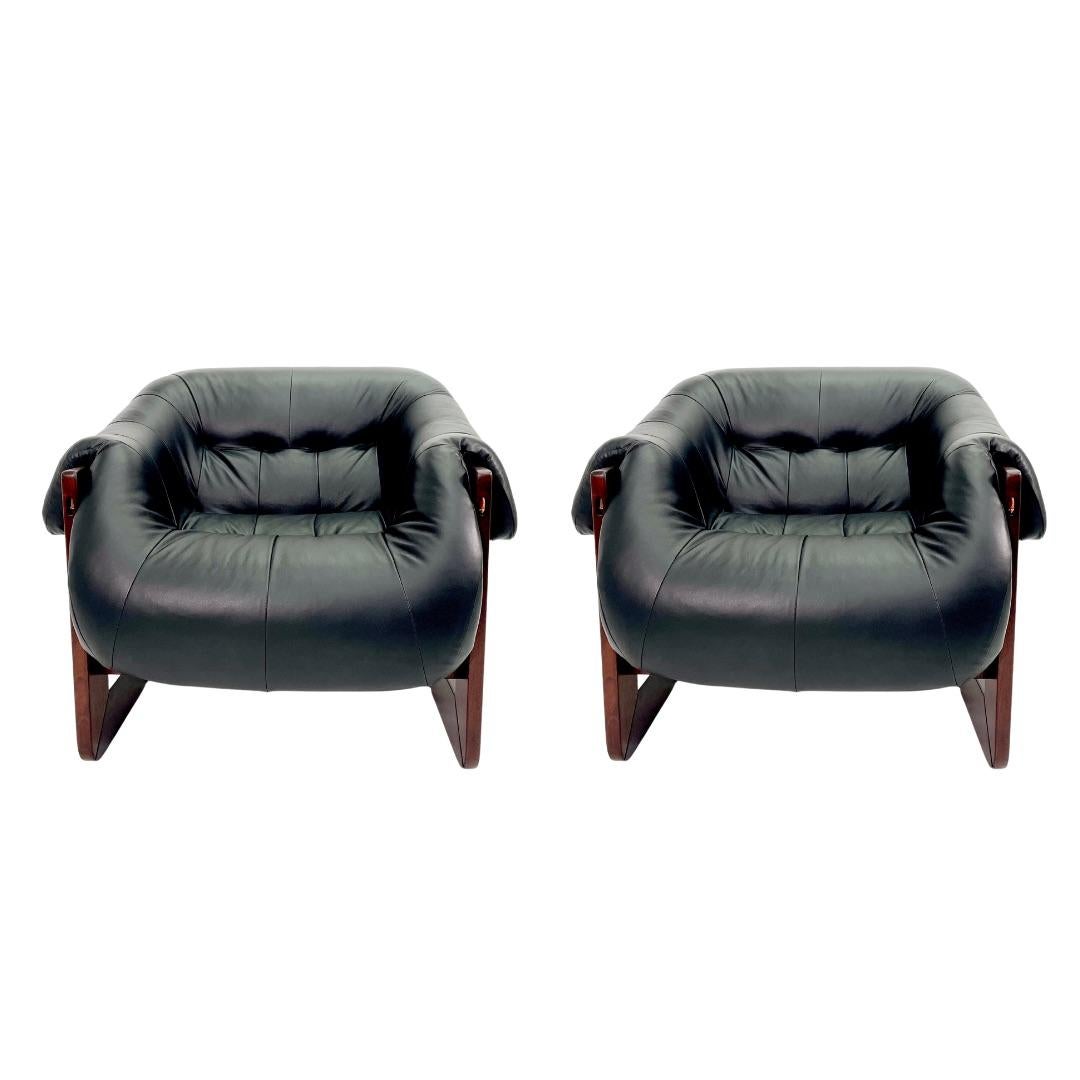 Brazilian Percival Lafer MP-97 Chair freshly upholstered in black leather 