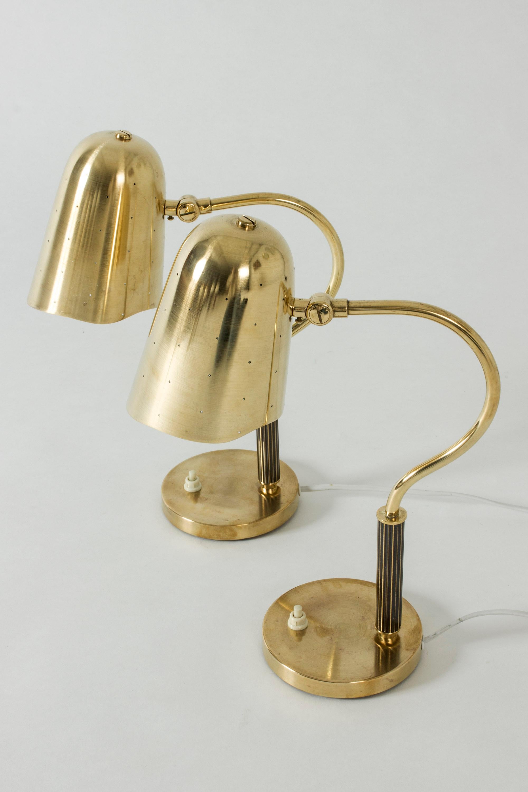 Pair of Perforated Brass Table Lamps for Boréns, Sweden, 1950s In Good Condition In Stockholm, SE