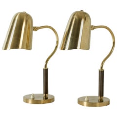 Pair of Perforated Brass Table Lamps for Boréns, Sweden, 1950s