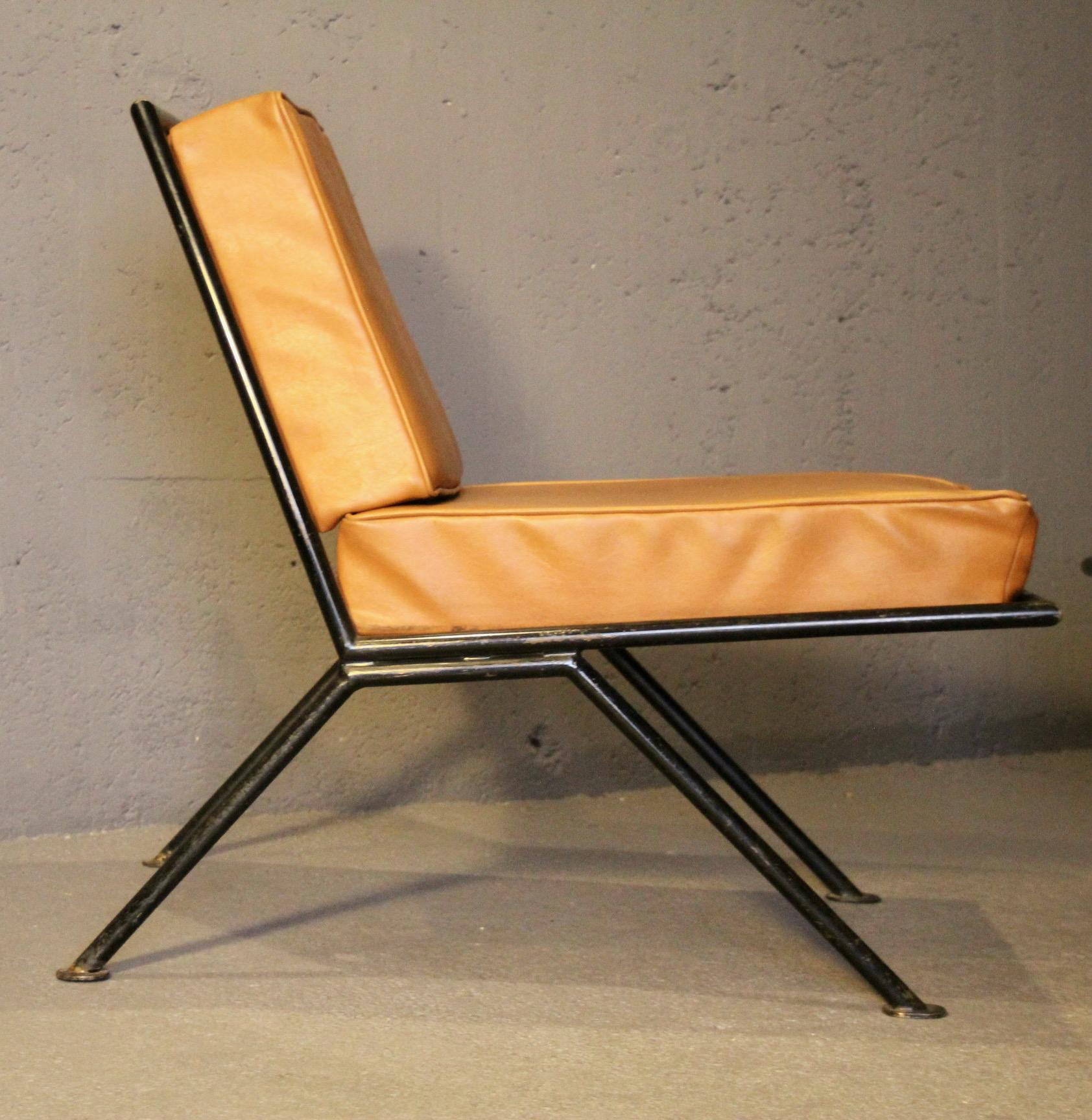 Pair of perforated metal armchairs For Sale 5