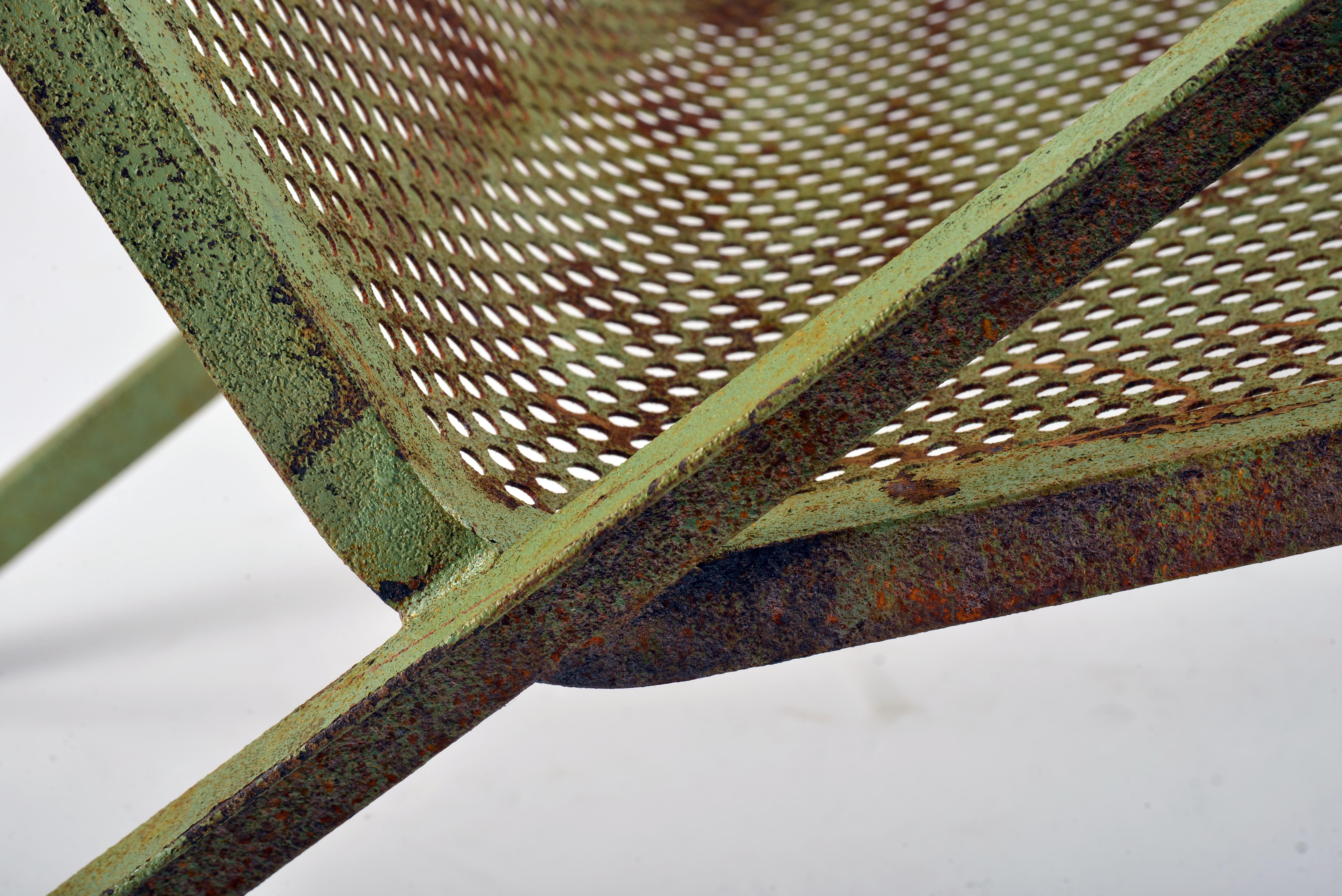 Pair of Perforated Metal Armchairs in the Jean Royère Style 3