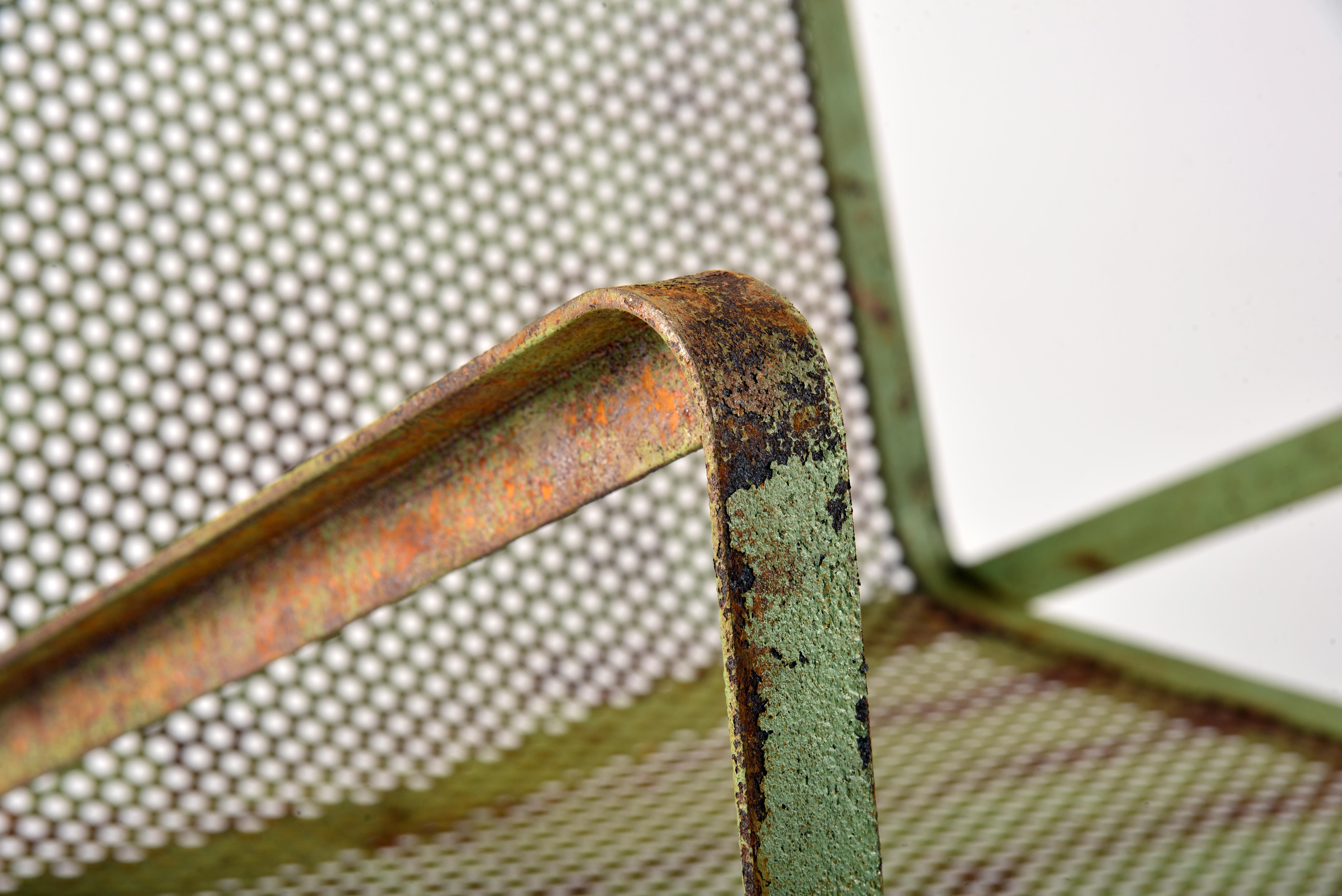 Late 20th Century Pair of Perforated Metal Armchairs in the Jean Royère Style