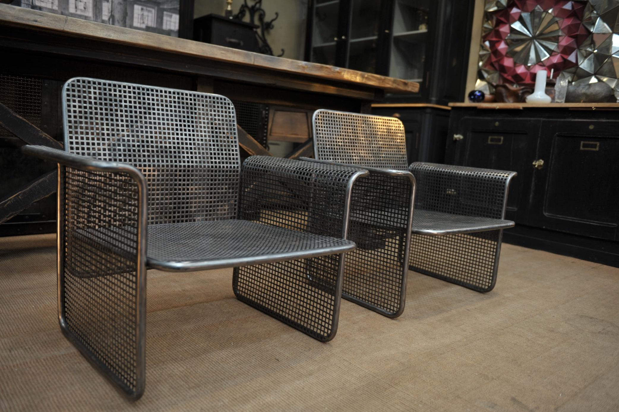 Pair of perforated metal chairs Italie circa 1960 all in very good condition.