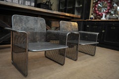 Pair of Perforated Metal Chairs Italie, circa 1960