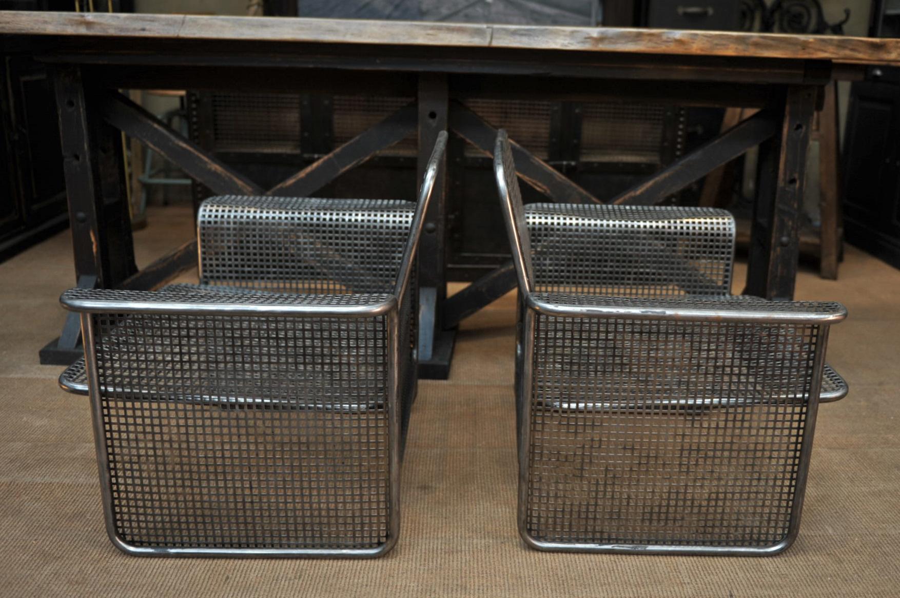 Italian Pair of Perforated Metal Chairs Italie, circa 1960 For Sale