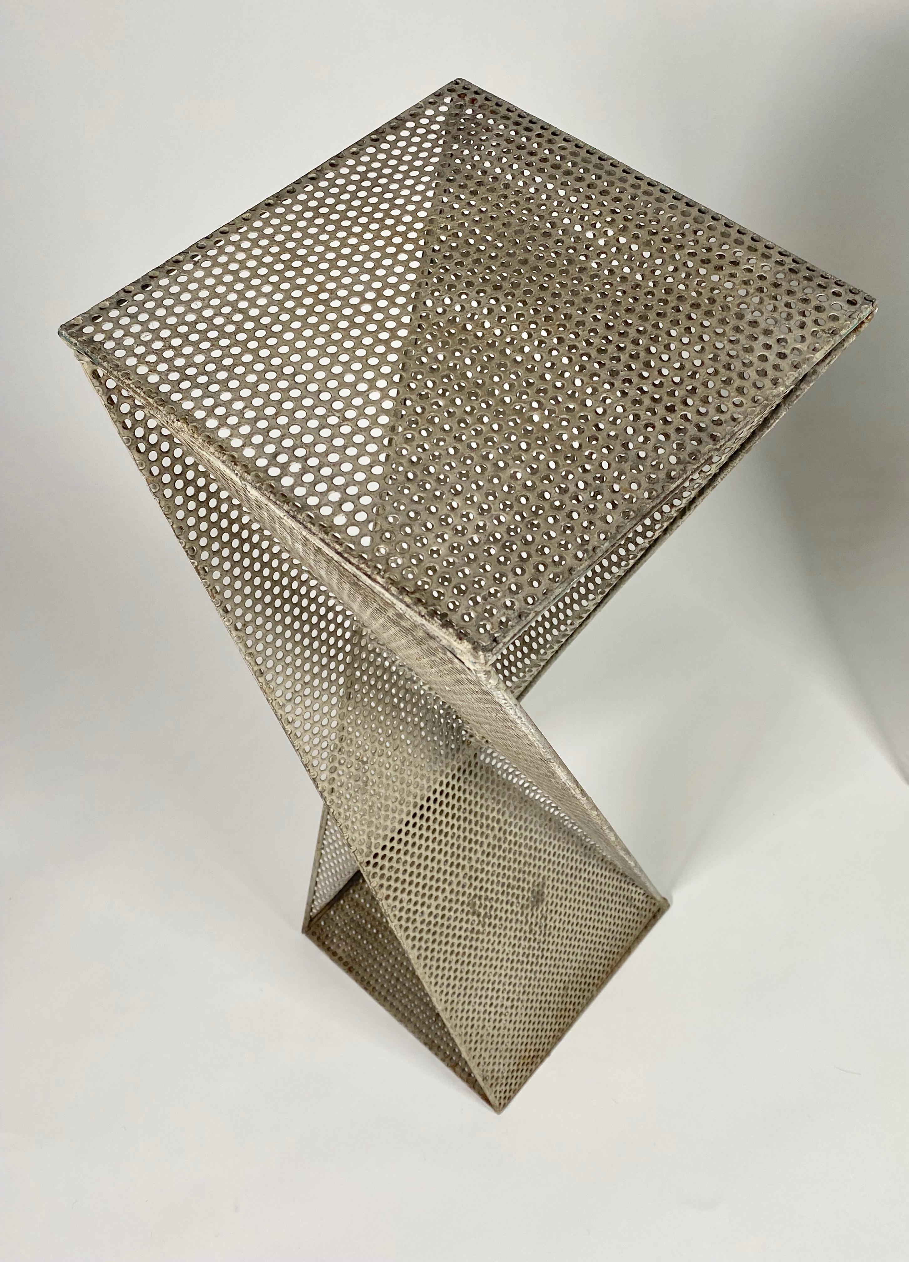 Mid-Century Modern Pair of Perforated Metal Pedestals in the Style of Mathieu Mategot