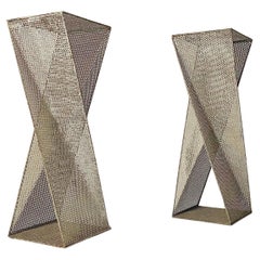 Pair of Perforated Metal Pedestals in the Style of Mathieu Mategot