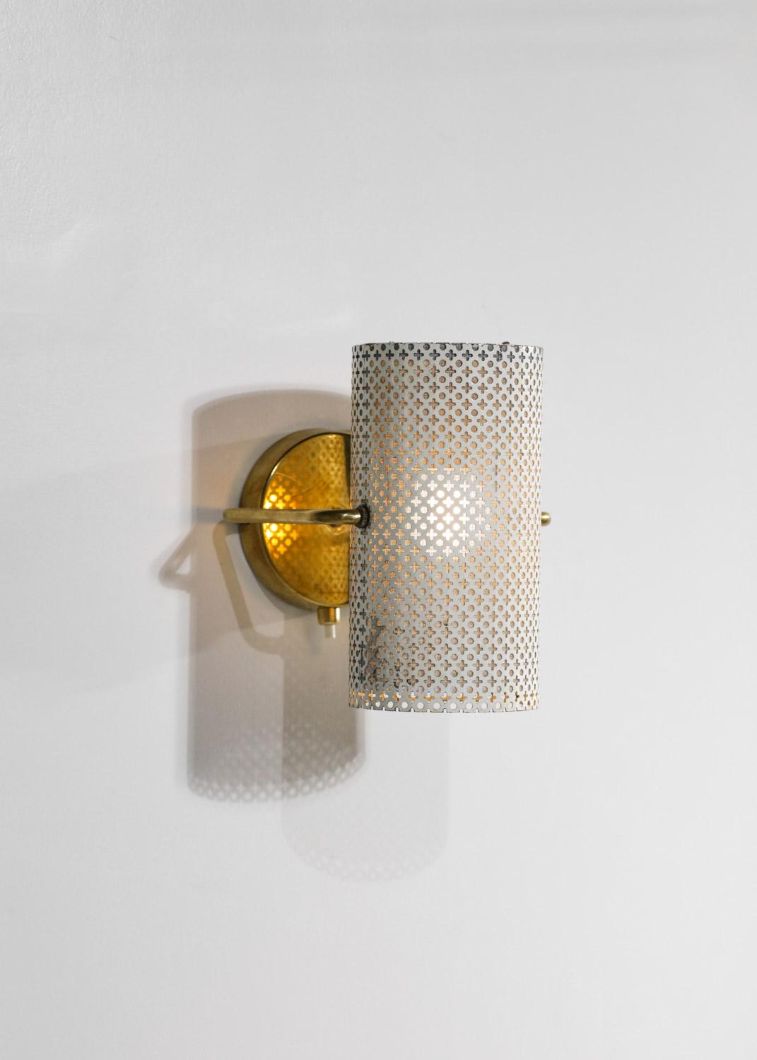 French Pair of Perforated Steel Sconces in the Pierre Guariche Style, G685