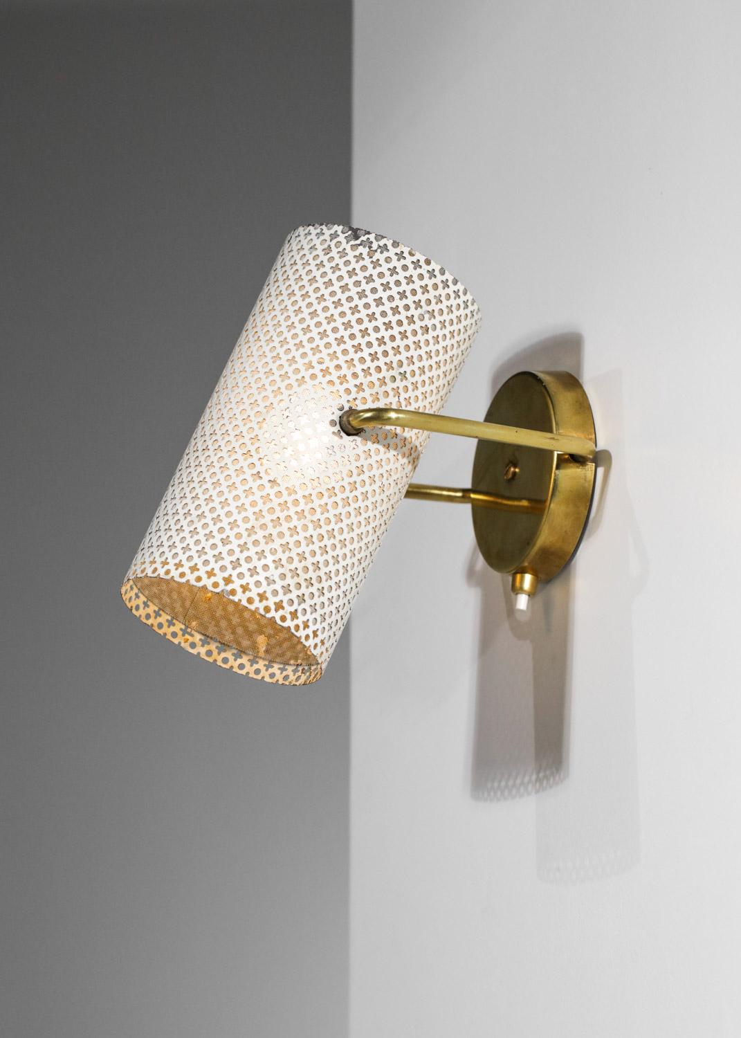 Pair of Perforated Steel Sconces in the Pierre Guariche Style, G685 In Good Condition In Lyon, FR