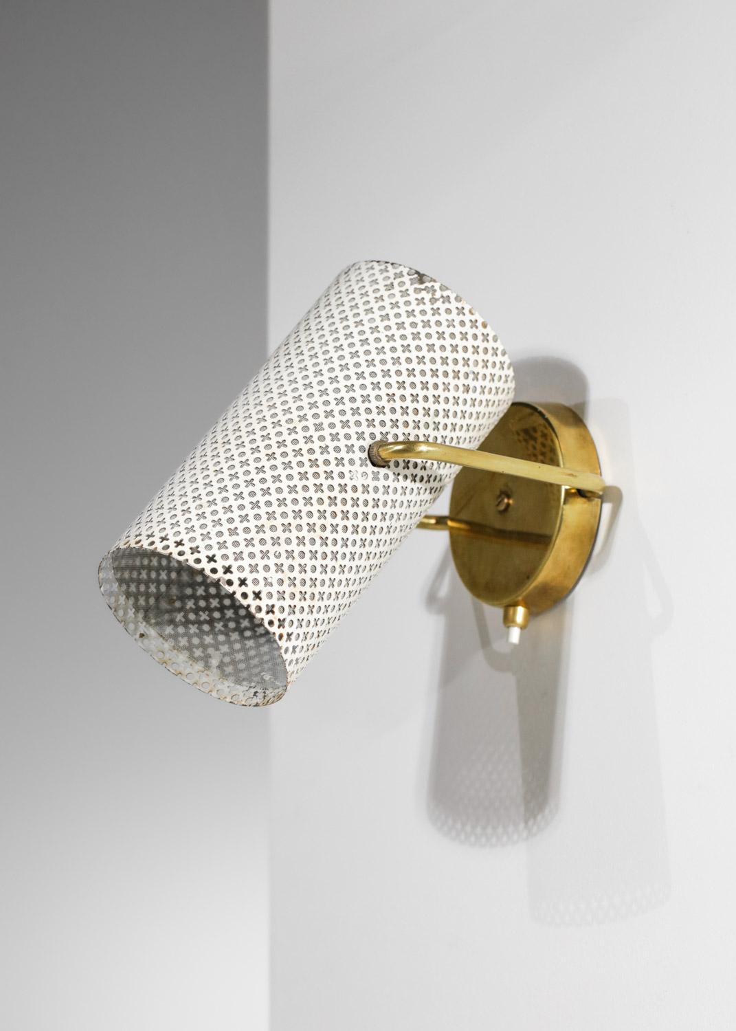 Brass Pair of Perforated Steel Sconces in the Pierre Guariche Style, G685