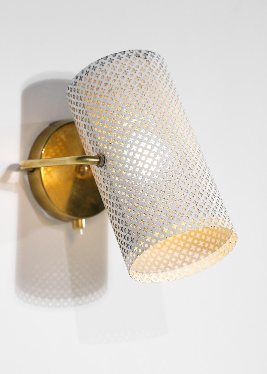 Pair of Perforated Steel Sconces in the Pierre Guariche Style, G685 1