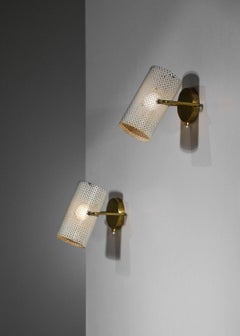 Pair of Perforated Steel Sconces in the Pierre Guariche Style, G685