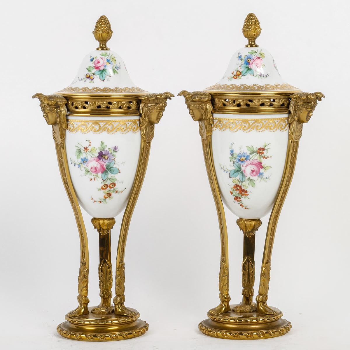 Art Nouveau Pair of Perfume Burners from the Manufacture de Sèvres, Early 20th Century.