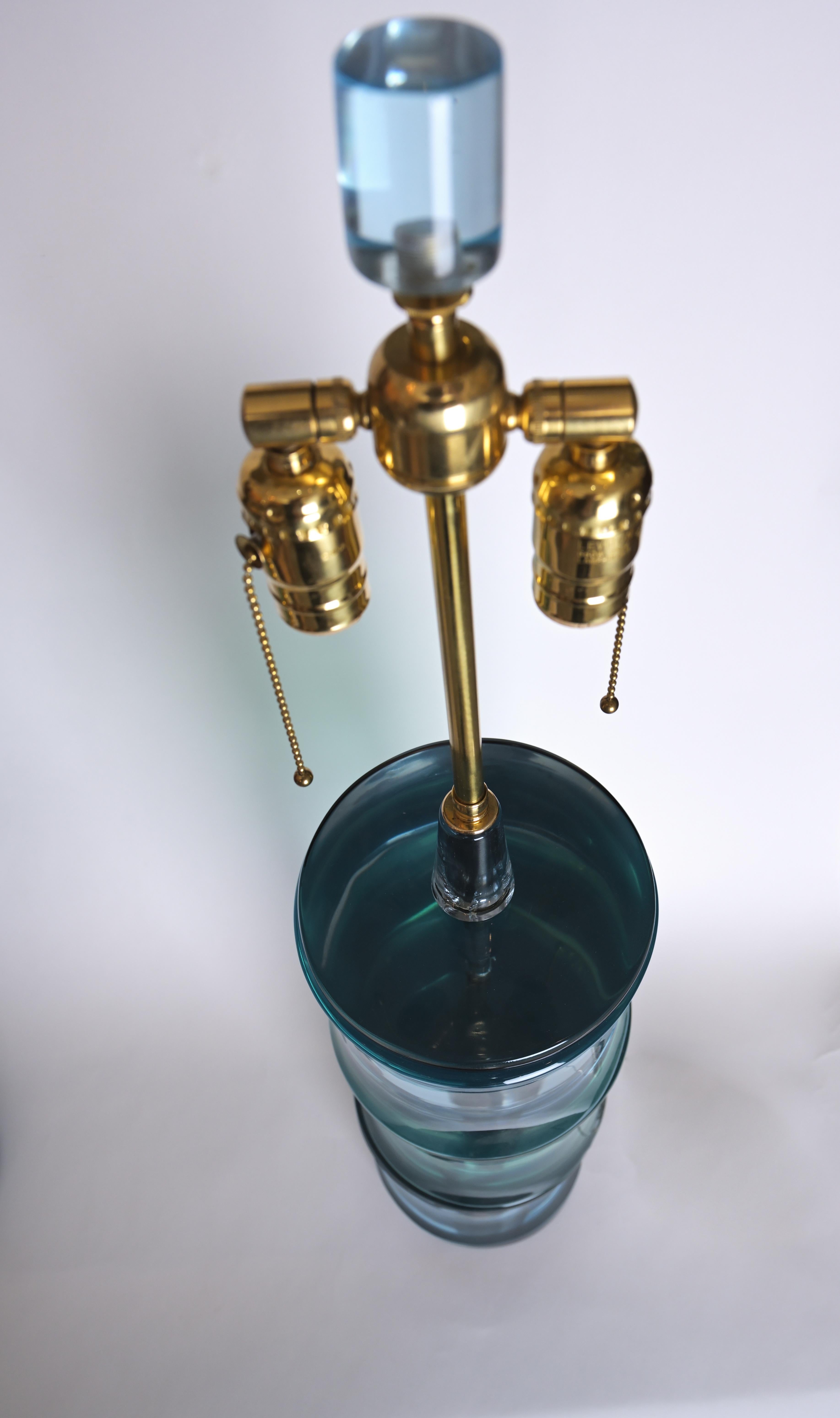 Pair of Peridot and Aquamarine Somerset Table Lamps by David Duncan Studio In New Condition For Sale In New York, NY