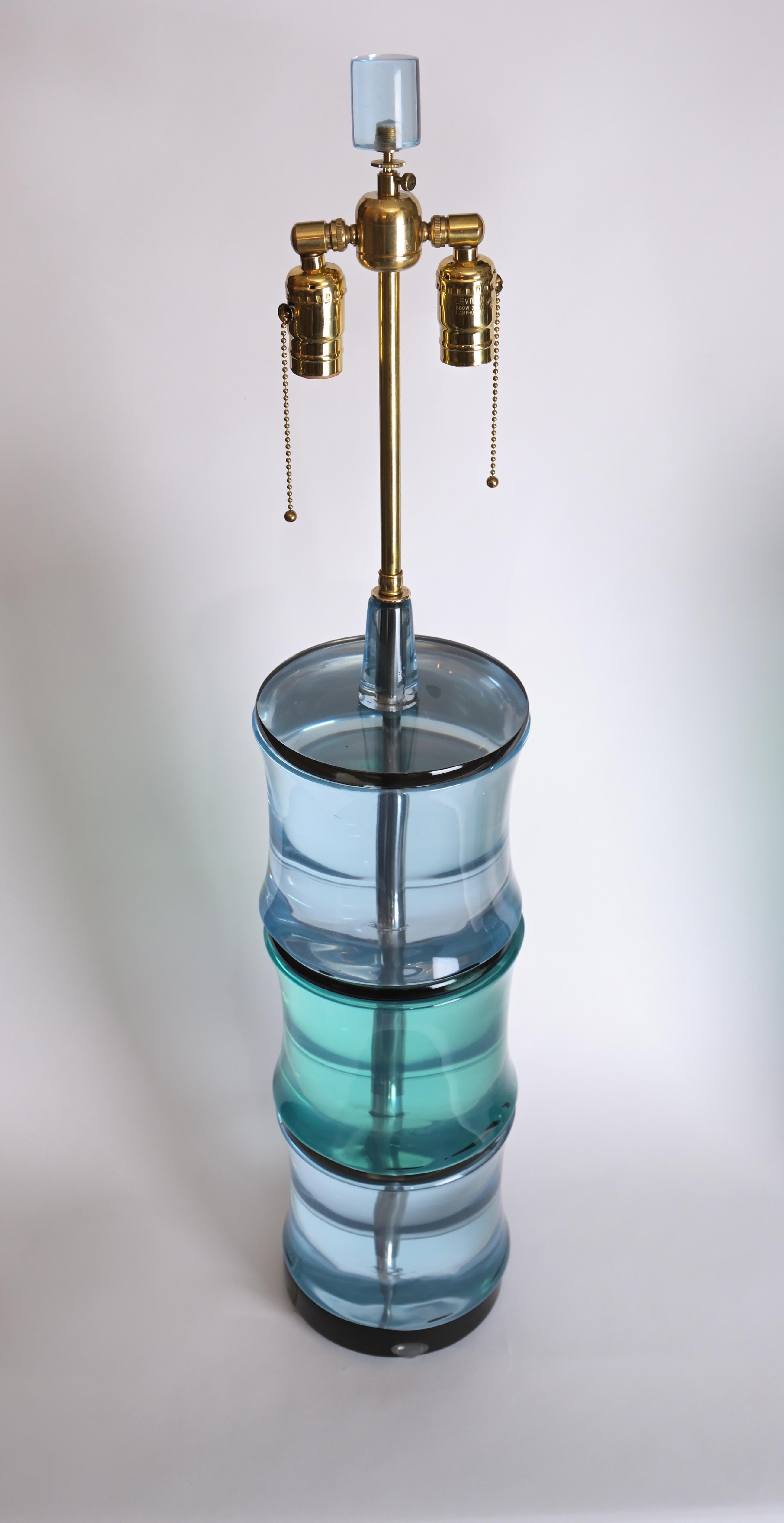 Contemporary Pair of Peridot and Aquamarine Somerset Table Lamps by David Duncan Studio For Sale